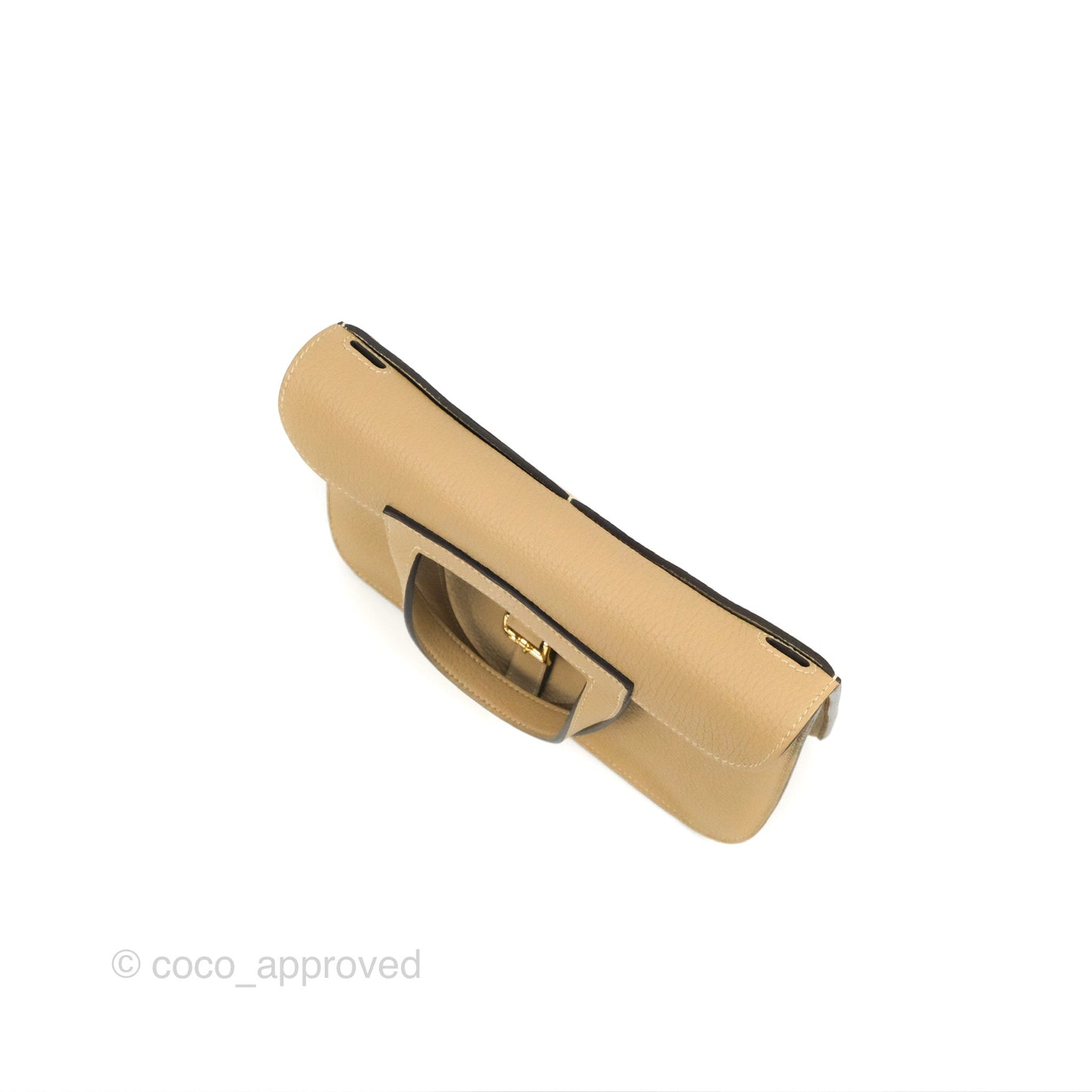 Hermès Halzan 25 Trench/Etoupe Clemence Gold Hardware