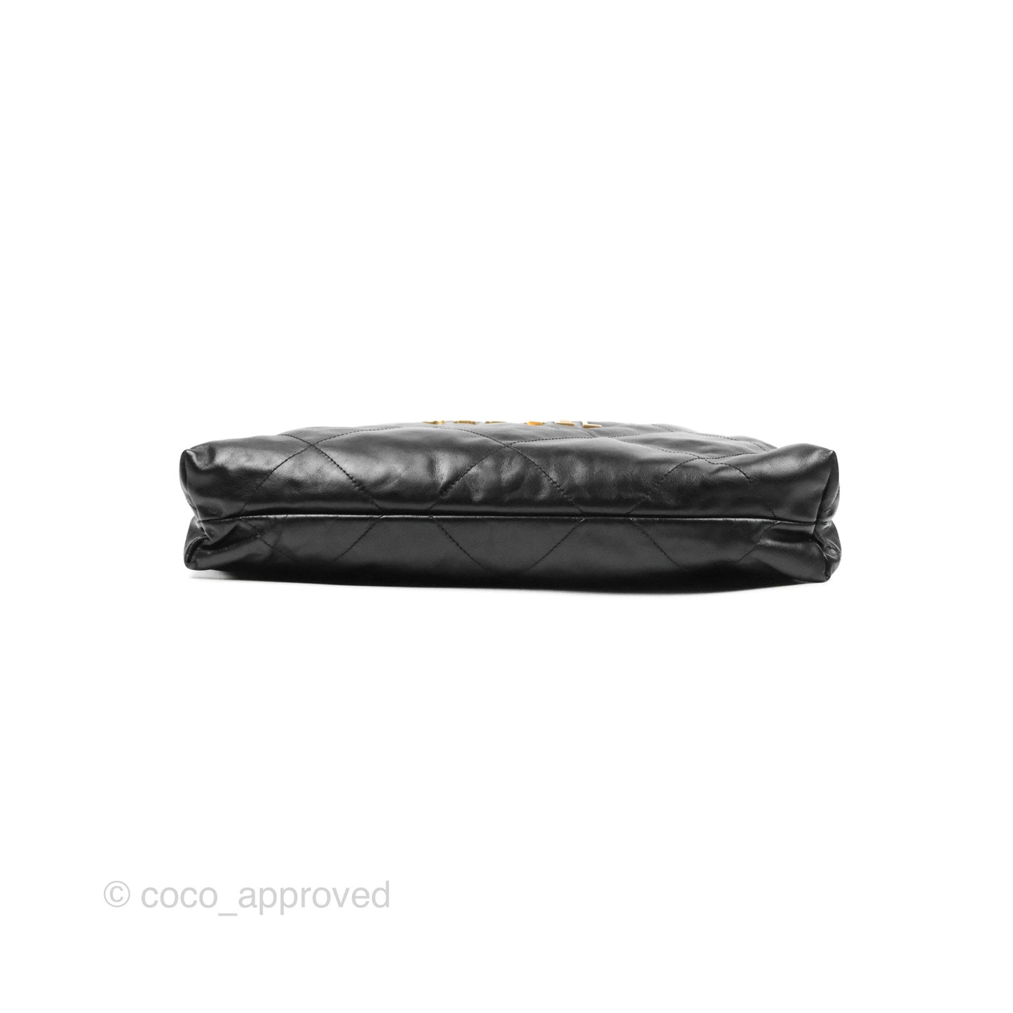 Chanel 22 Medium Black Shiny Calfskin Aged Gold Hardware