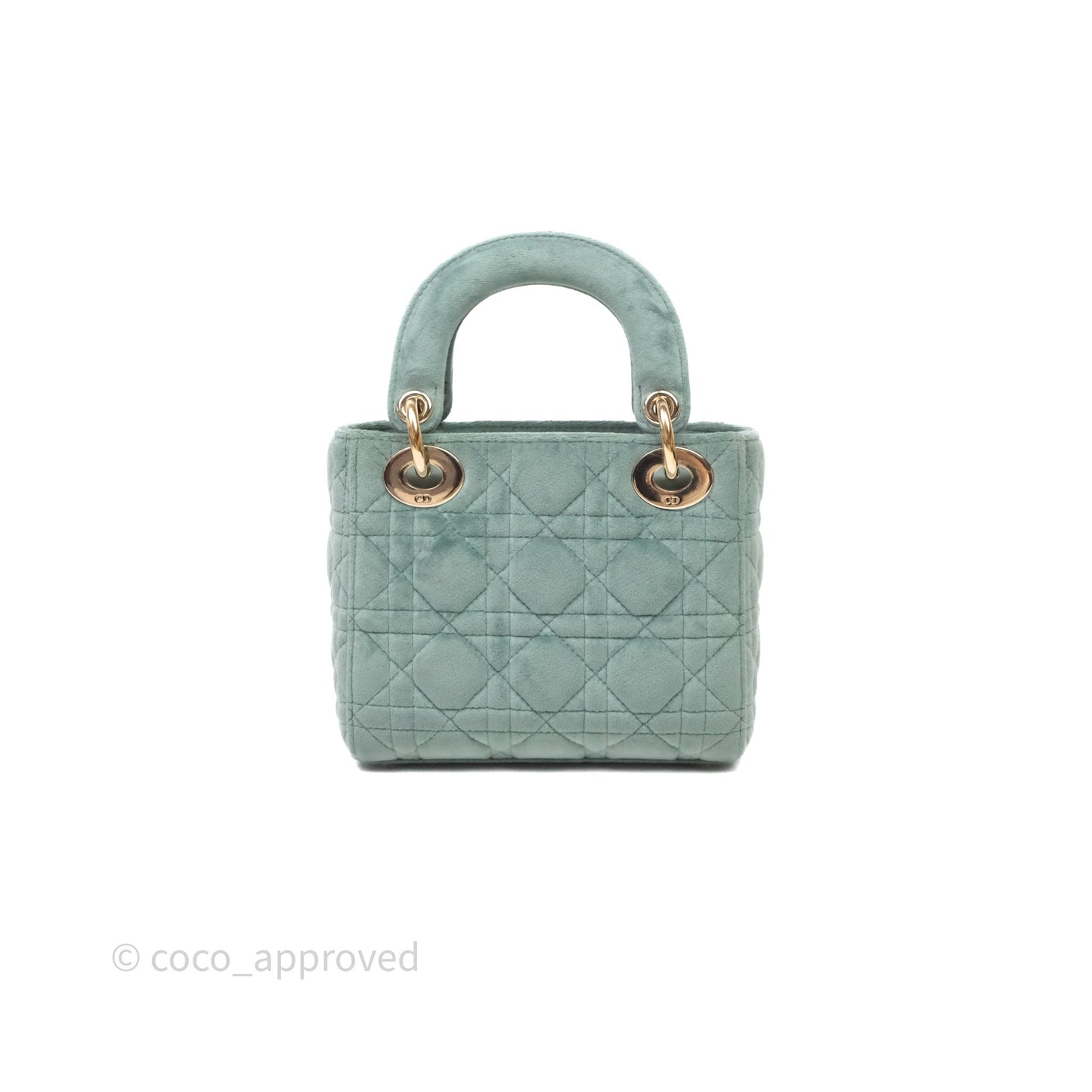Christian Dior Mini Lady Dior Green Suede Cannage Gold Hardware
