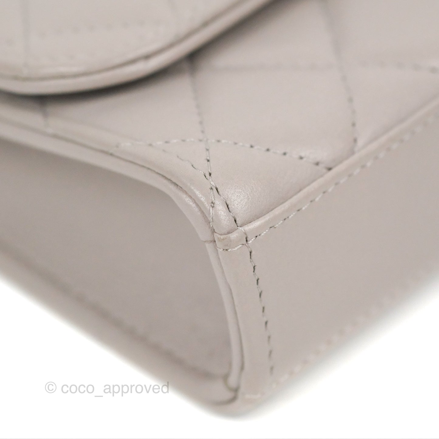 Chanel Mini Quilted Trendy CC Clutch With Chain Light Grey Lambskin Gold Hardware