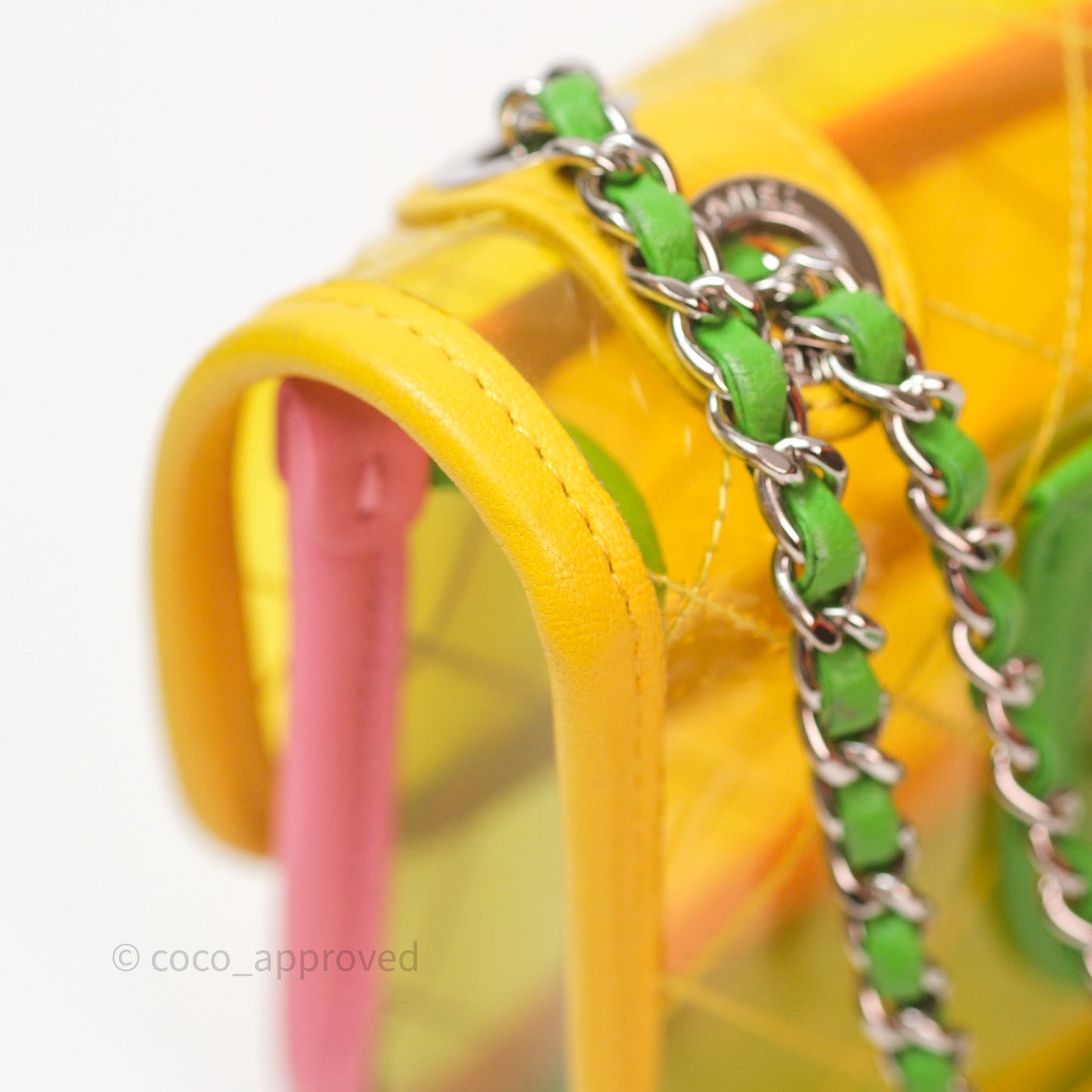 Chanel Mini Coco Splash Flap Bag PVC Lambskin Pink/Yellow/Green Silver Hardware