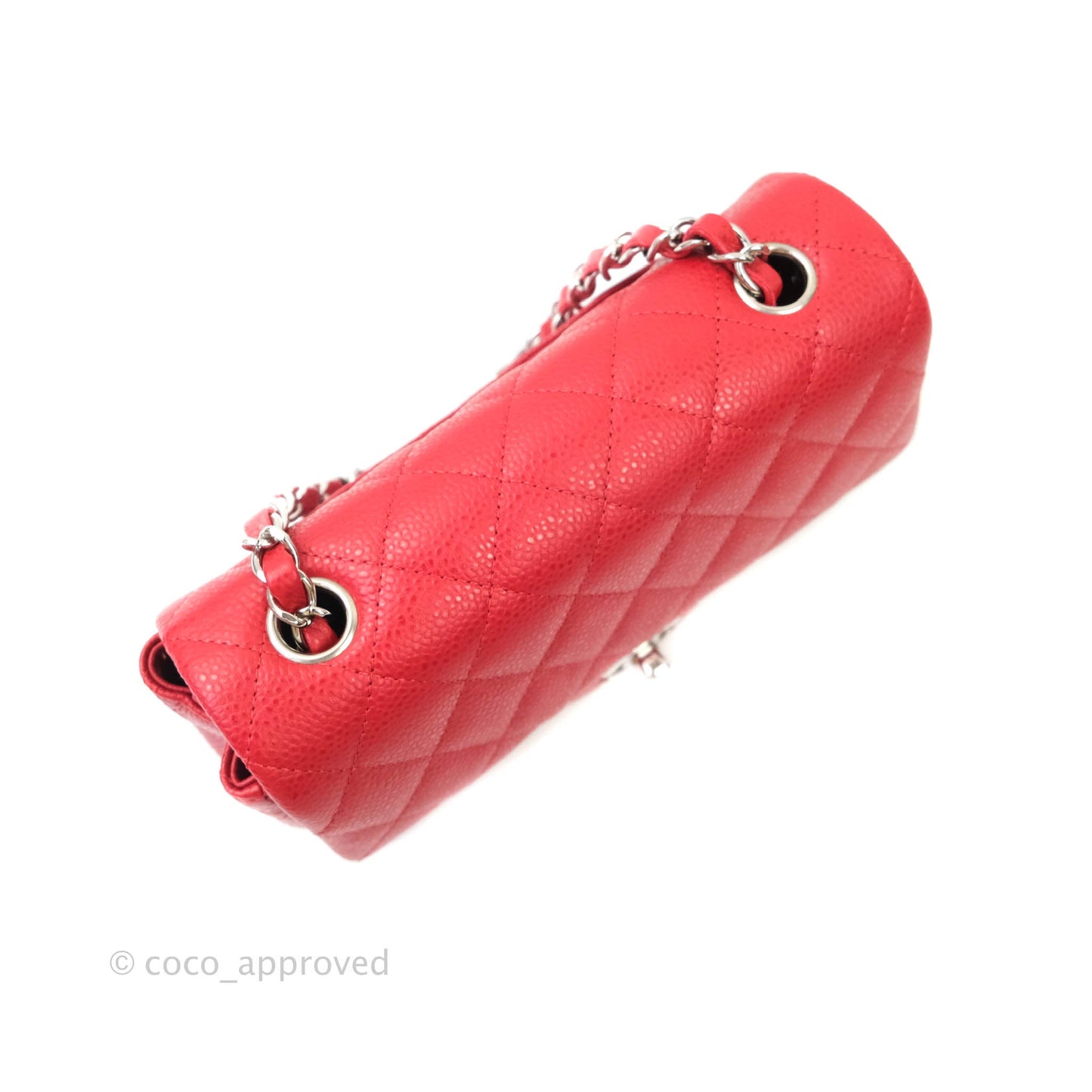 Chanel Classic Quilted Mini Rectangular Flap Red Caviar Silver Hardware