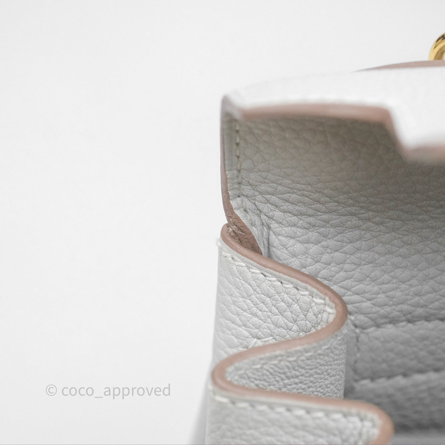 Hermès Kelly II 28 Retourne Gris Pale M4 Togo Gold Hardware