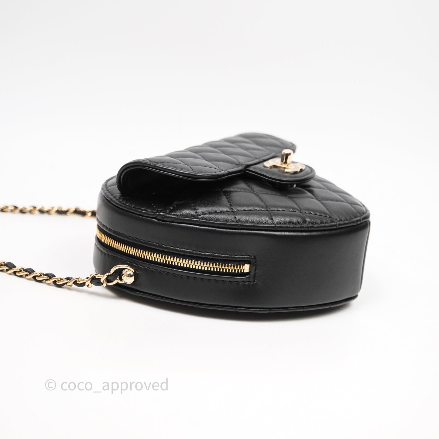 Chanel Large Heart Bag Black Lambskin Gold Hardware 22S