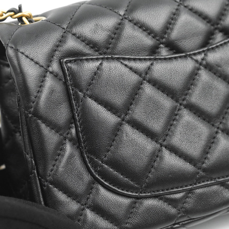 Chanel Mini Rectangular Pearl Crush Quilted Black Lambskin Gold Hardware
