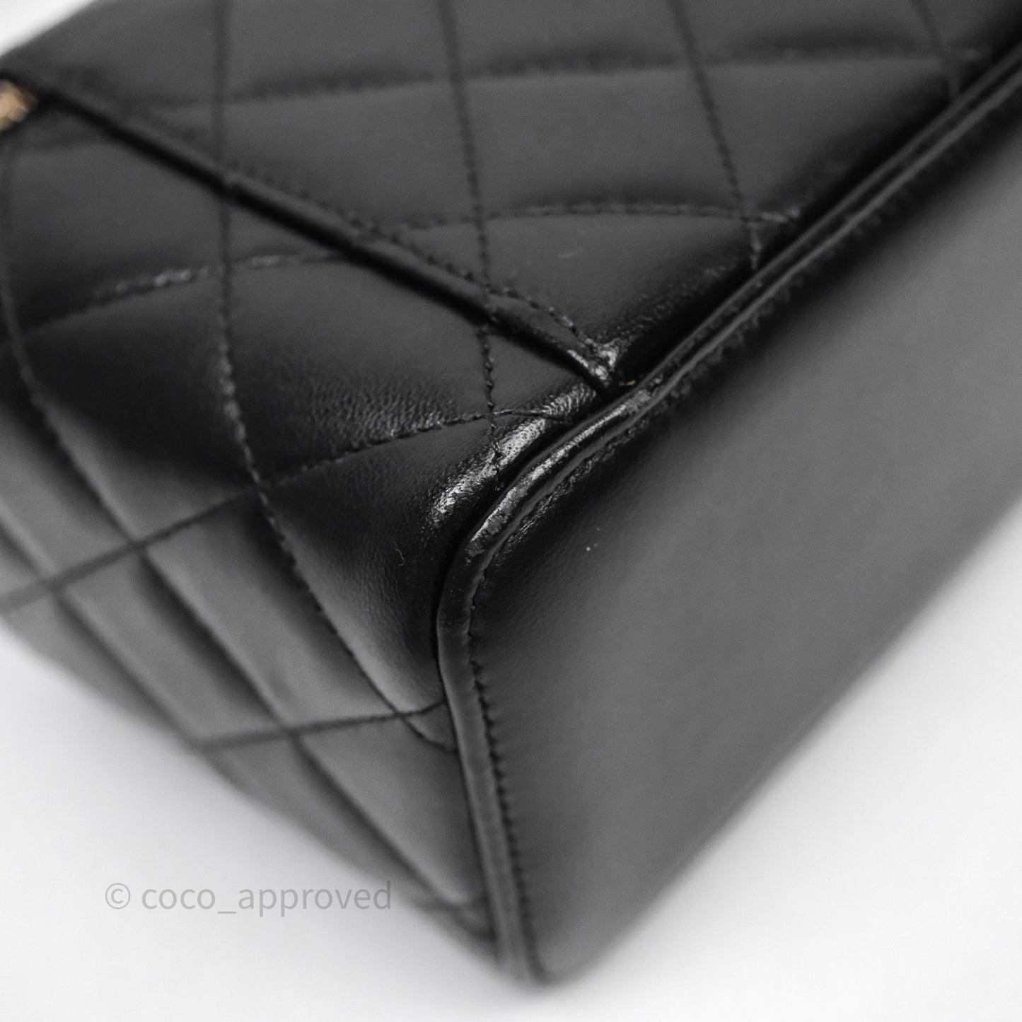 Chanel Vanity Rectangular Top Handle Black Lambskin Gold Hardware