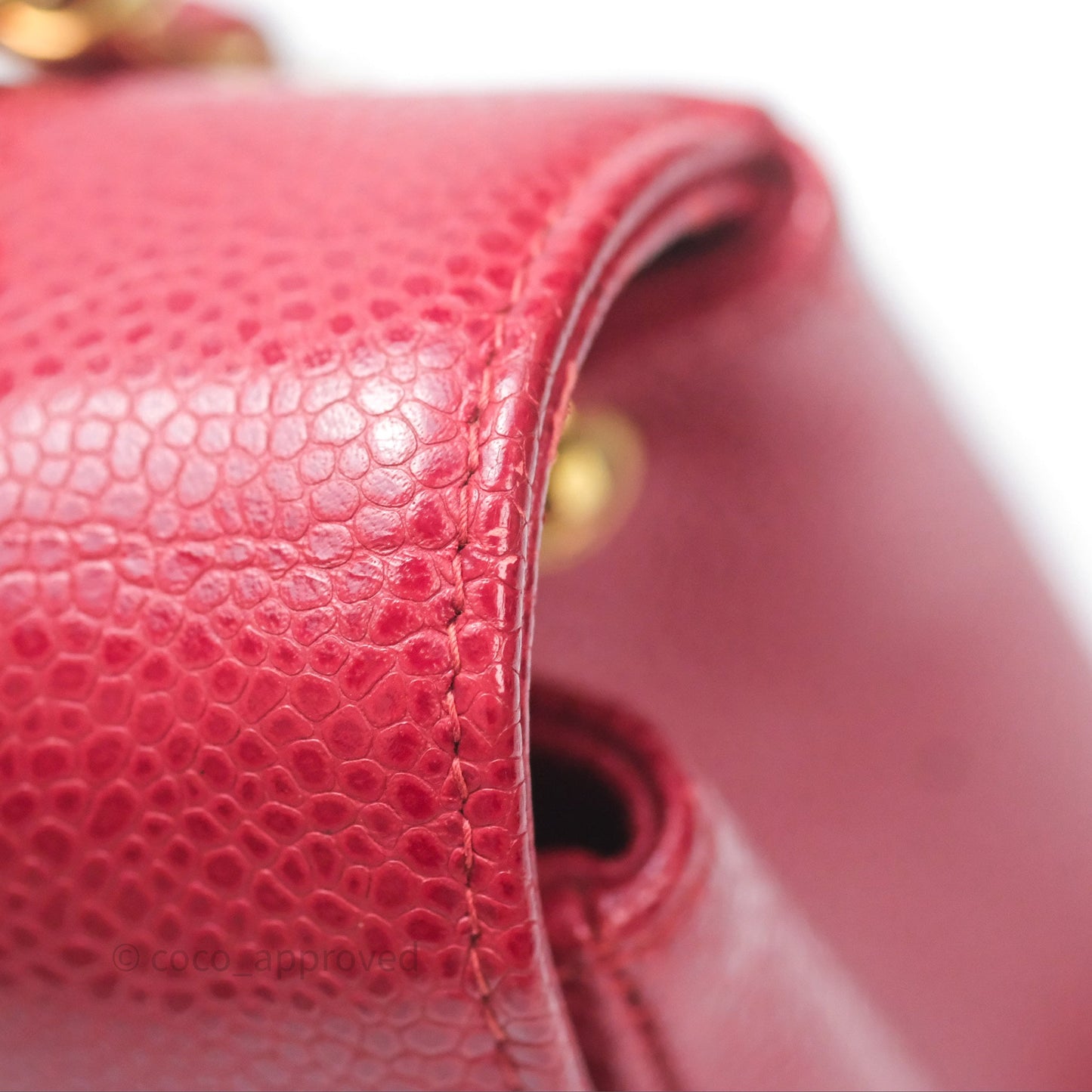 Chanel Medium Vintage Quilted Classic Diana Flap Bag Red Caviar 24K Gold Hardware