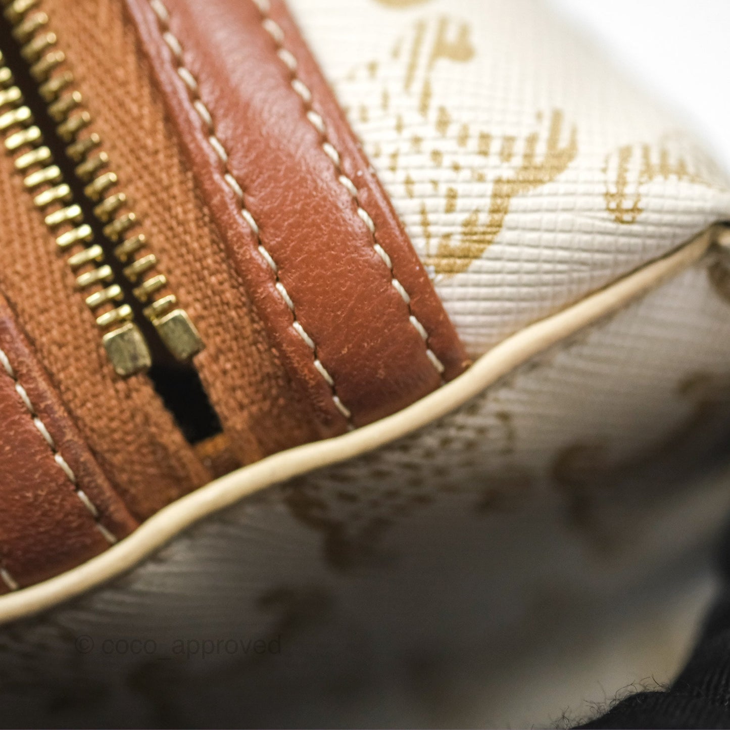 Celine Clutch With Chain Triomphe Canvas Lambskin White/Tan