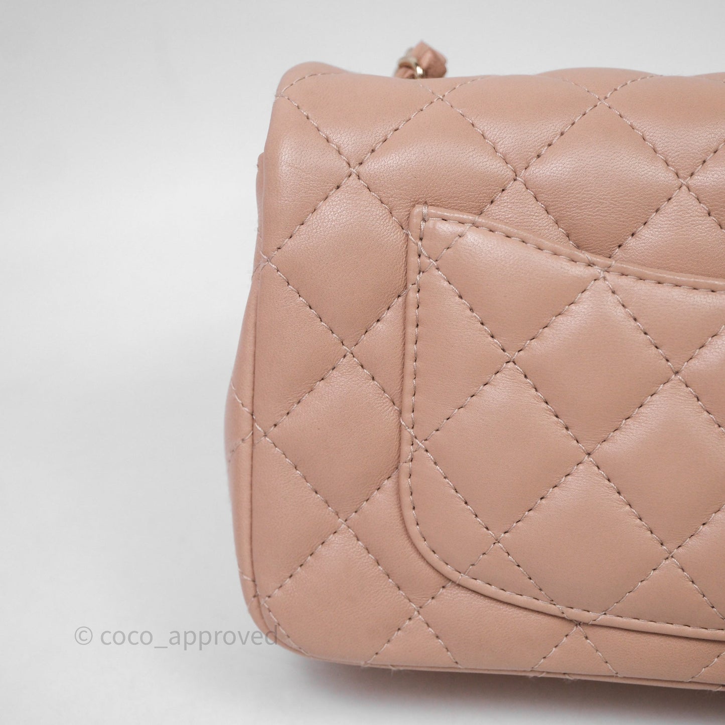 Chanel Mini Rectangular Quilted Beige Lambskin Gold Hardware