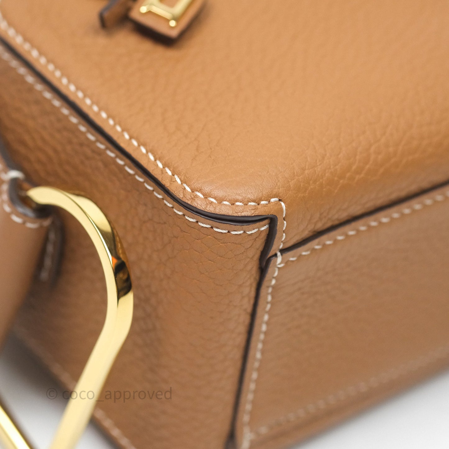 Delvaux Cool Box Nano Taurillon Soft Grained Calfskin Vegetal Ivory Gold Hardware