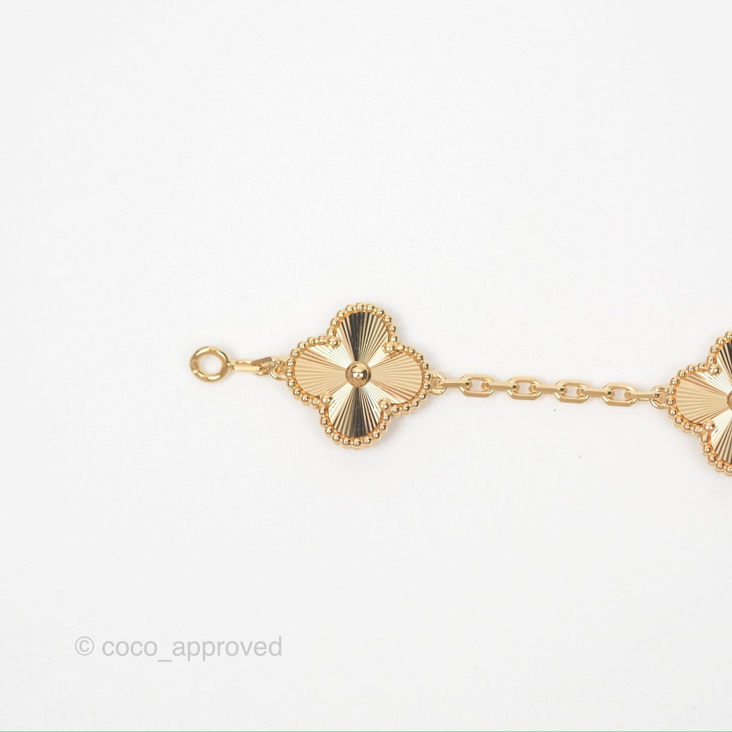 Van Cleef & Arpels Vintage Alhambra 5 Motifs Guilloche Yellow Gold Bracelet