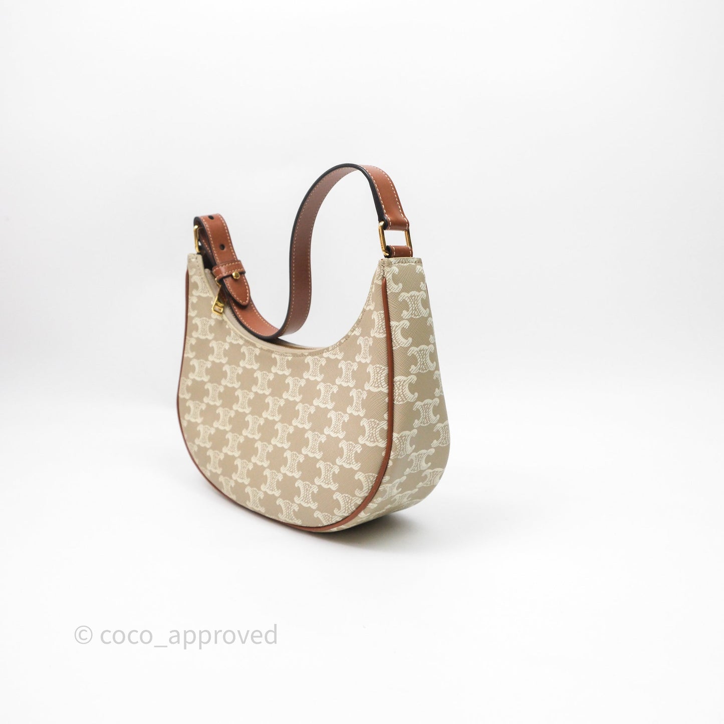 Celine Ava Bag In Triomphe Canvas Calfskin Grege