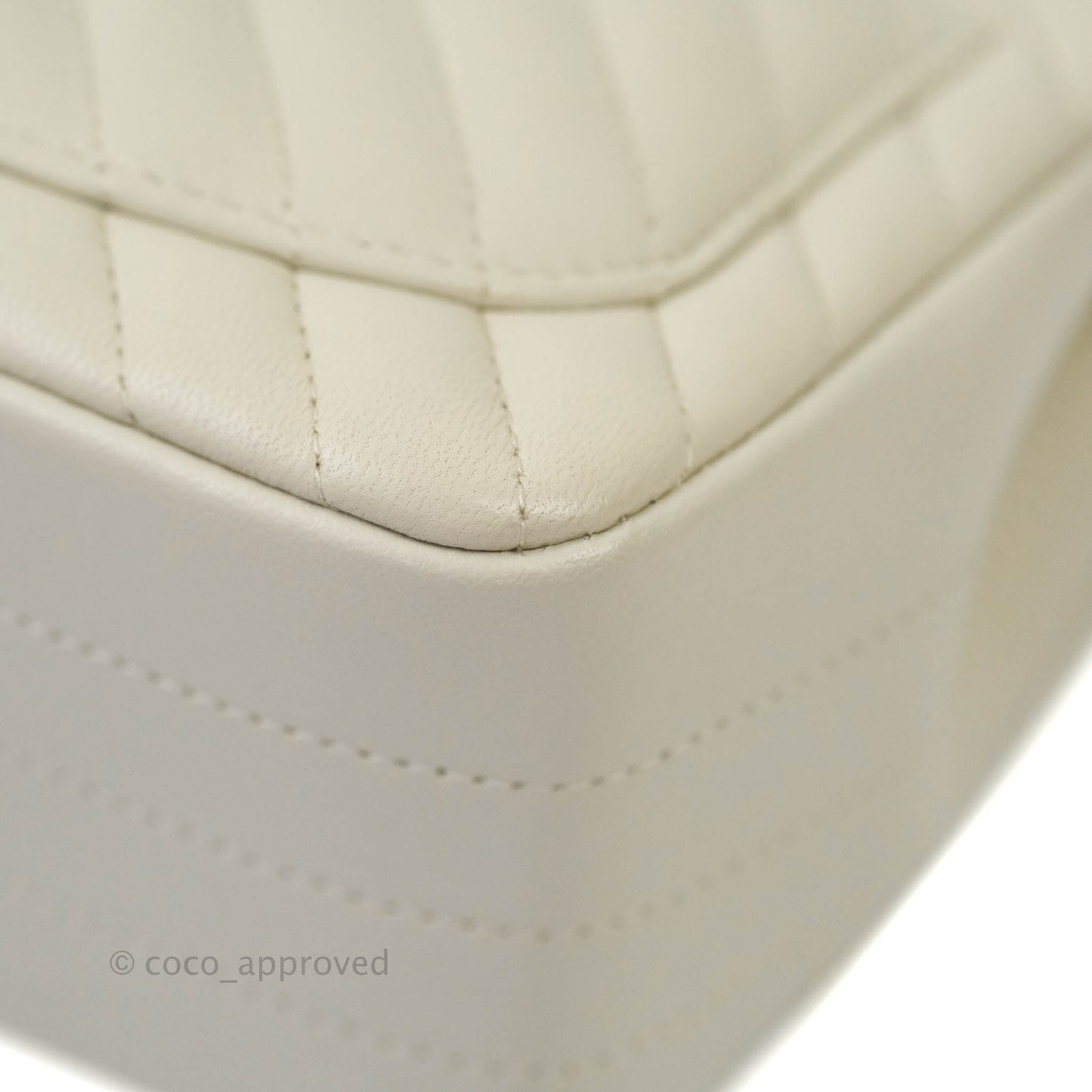 Chanel Mini Square Chevron Ivory Cream Lambskin Silver Hardware
