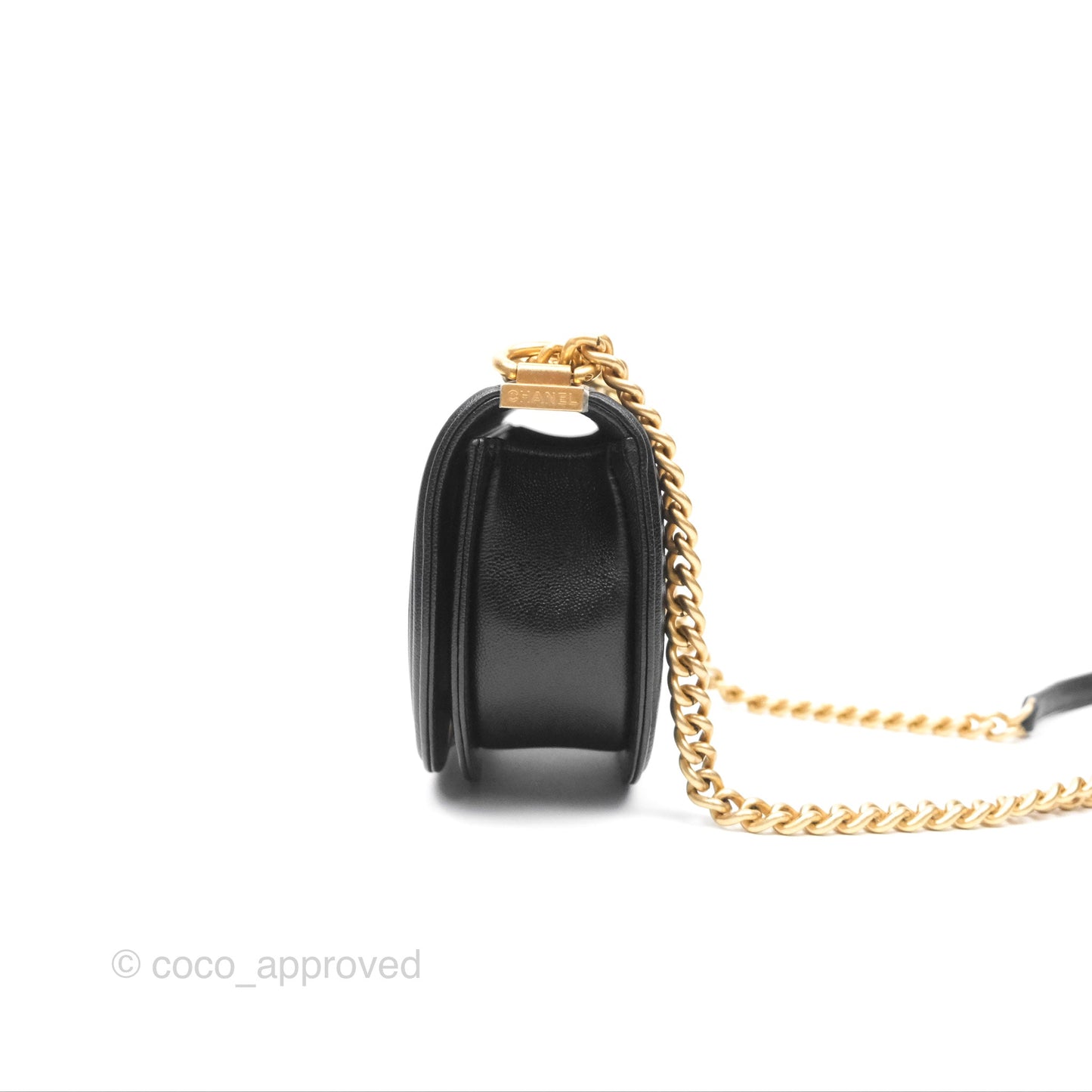 Chanel Boy Messenger Bag Black Caviar Aged Gold Hardware