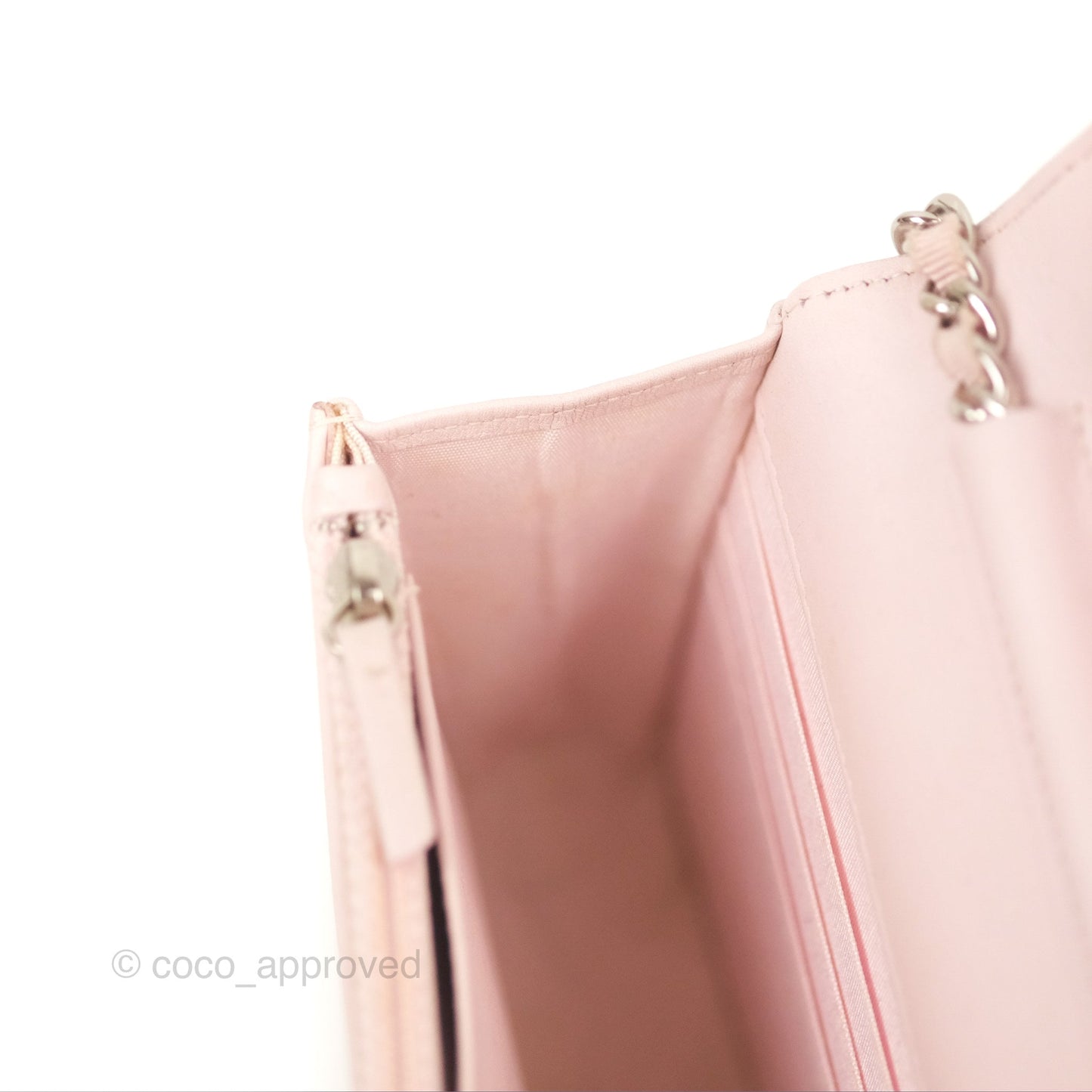 Chanel Deauville Wallet On Chain WOC Pink Canvas Silver Hardware