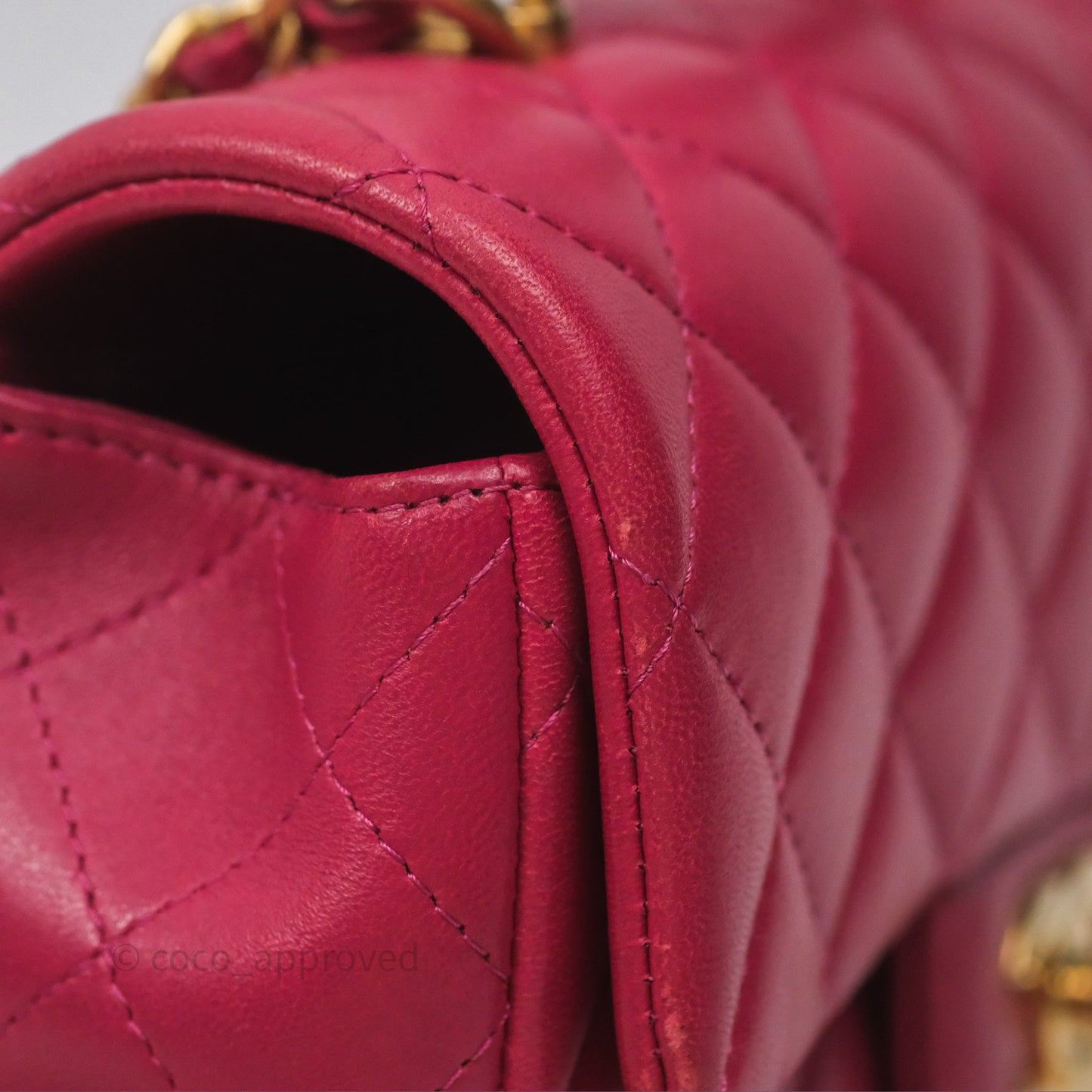 Chanel Top Handle Mini Rectangular Flap Red Lambskin Aged Gold Hardware