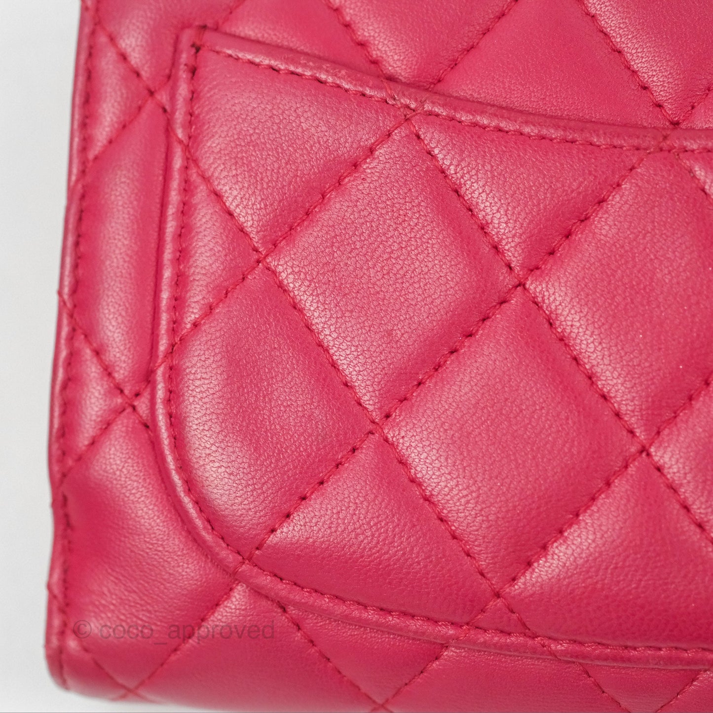 Chanel Quilted Classic French Wallet Lambskin Red Silver Hardware