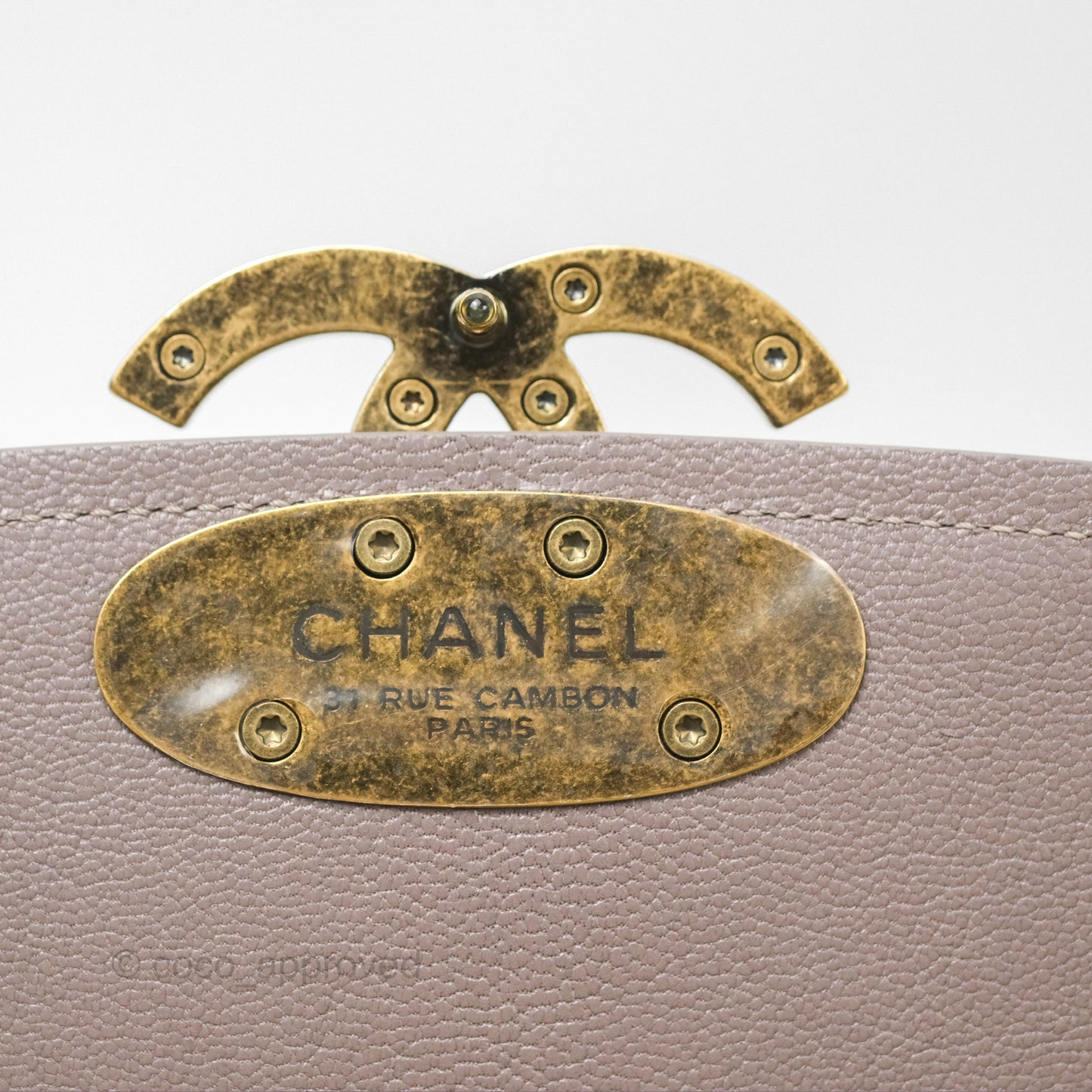 Chanel Coco Curve Flap Burnished Lilac Grey Calfskin Goatskin Antique Gold Hardware