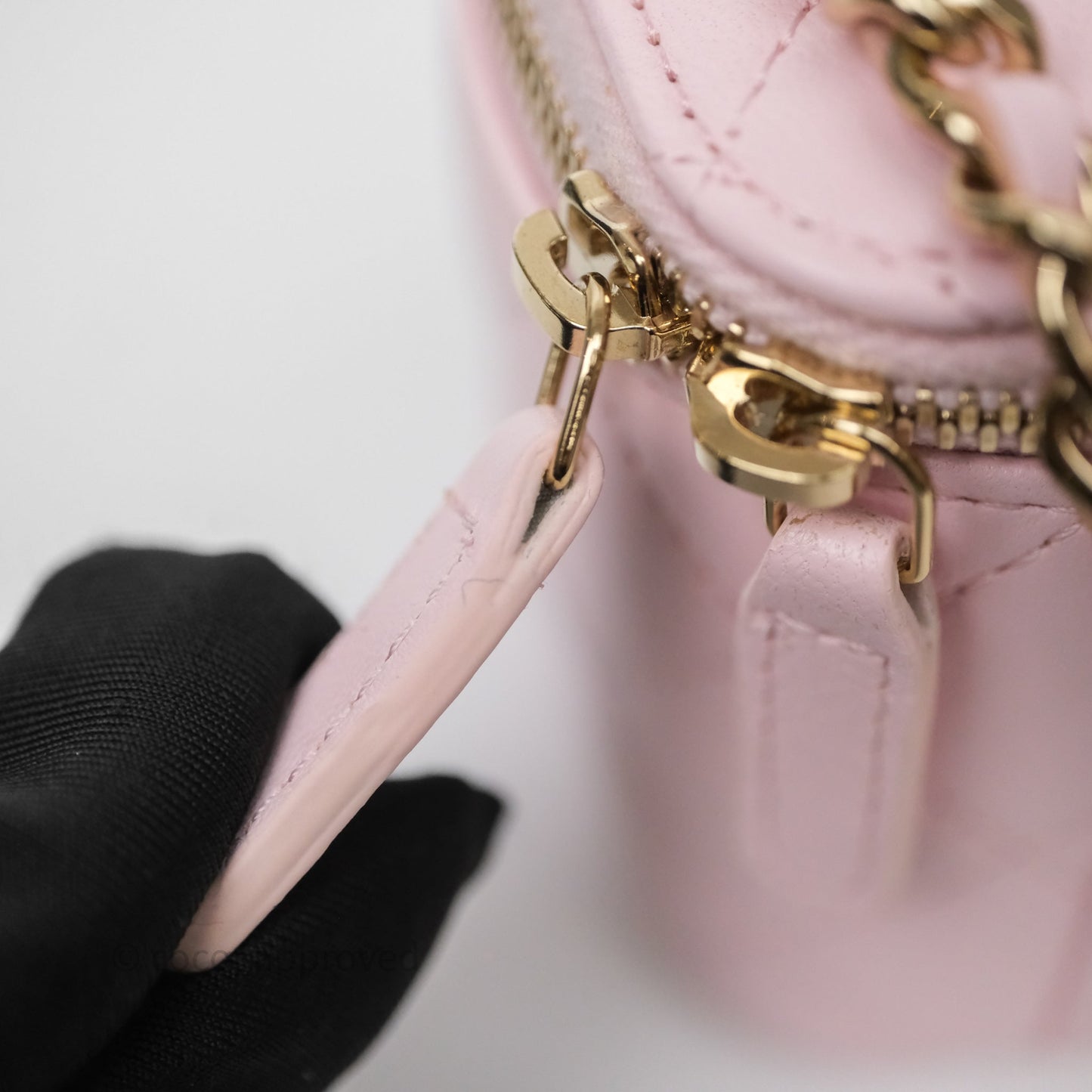 Chanel Mini Top Handle Vanity With Chain Pink Lambskin Gold Hardware