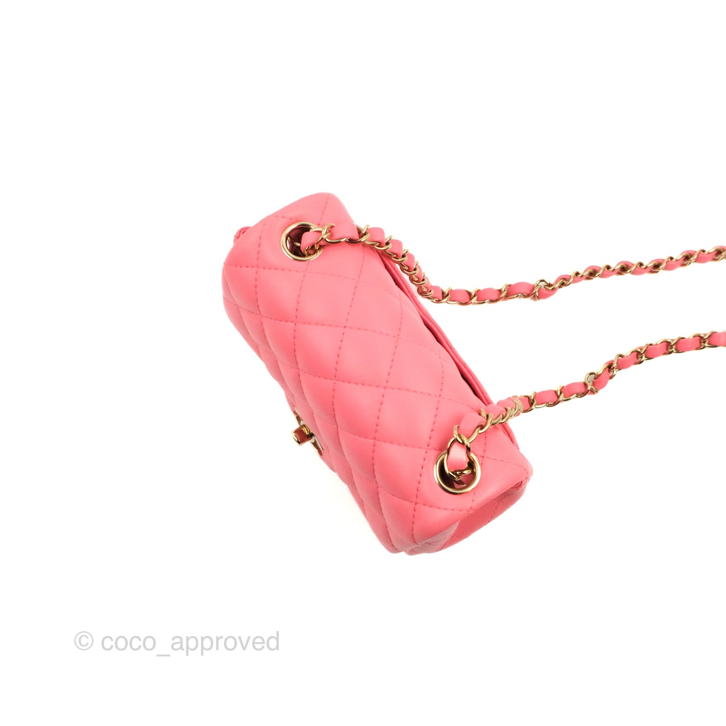 Chanel Mini Square Flap Pink Lambskin Gold Hardware