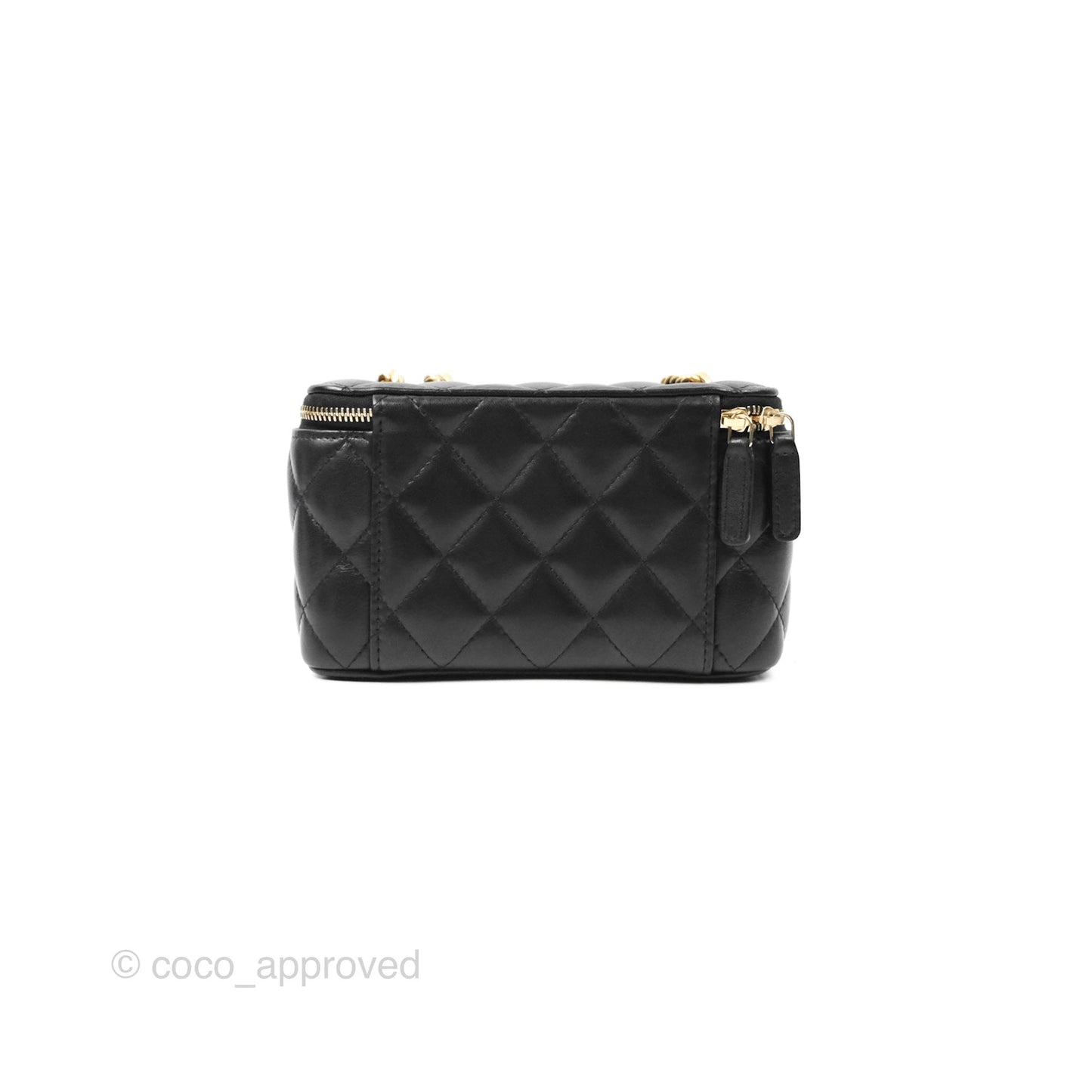 Chanel All Slide Vanity with Adjustable Chain Black Lambskin Aged Gold Hardware