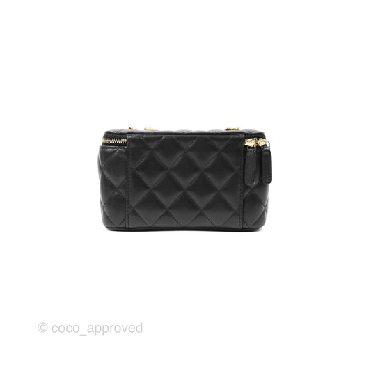 Chanel All Slide Vanity with Adjustable Chain Black Lambskin Aged Gold Hardware