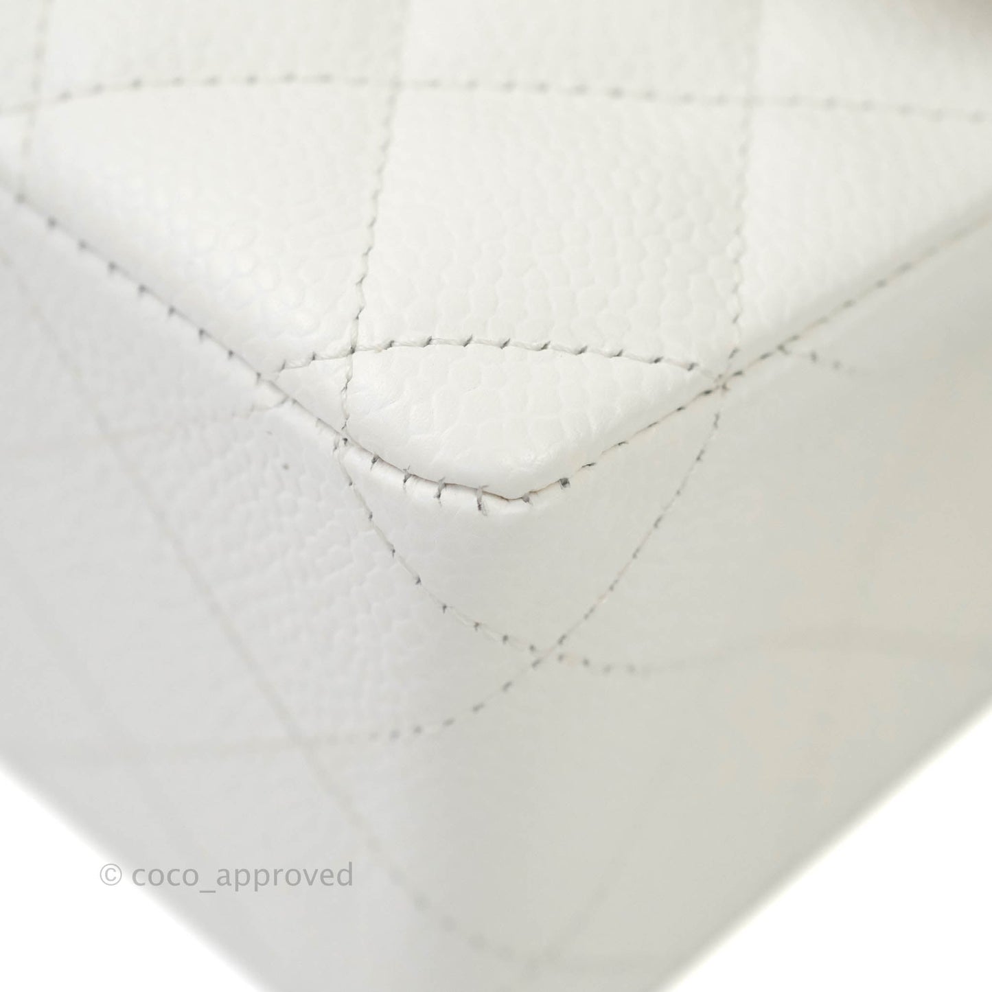 Chanel Quilted M/L Medium Double Flap White Caviar Silver Hardware