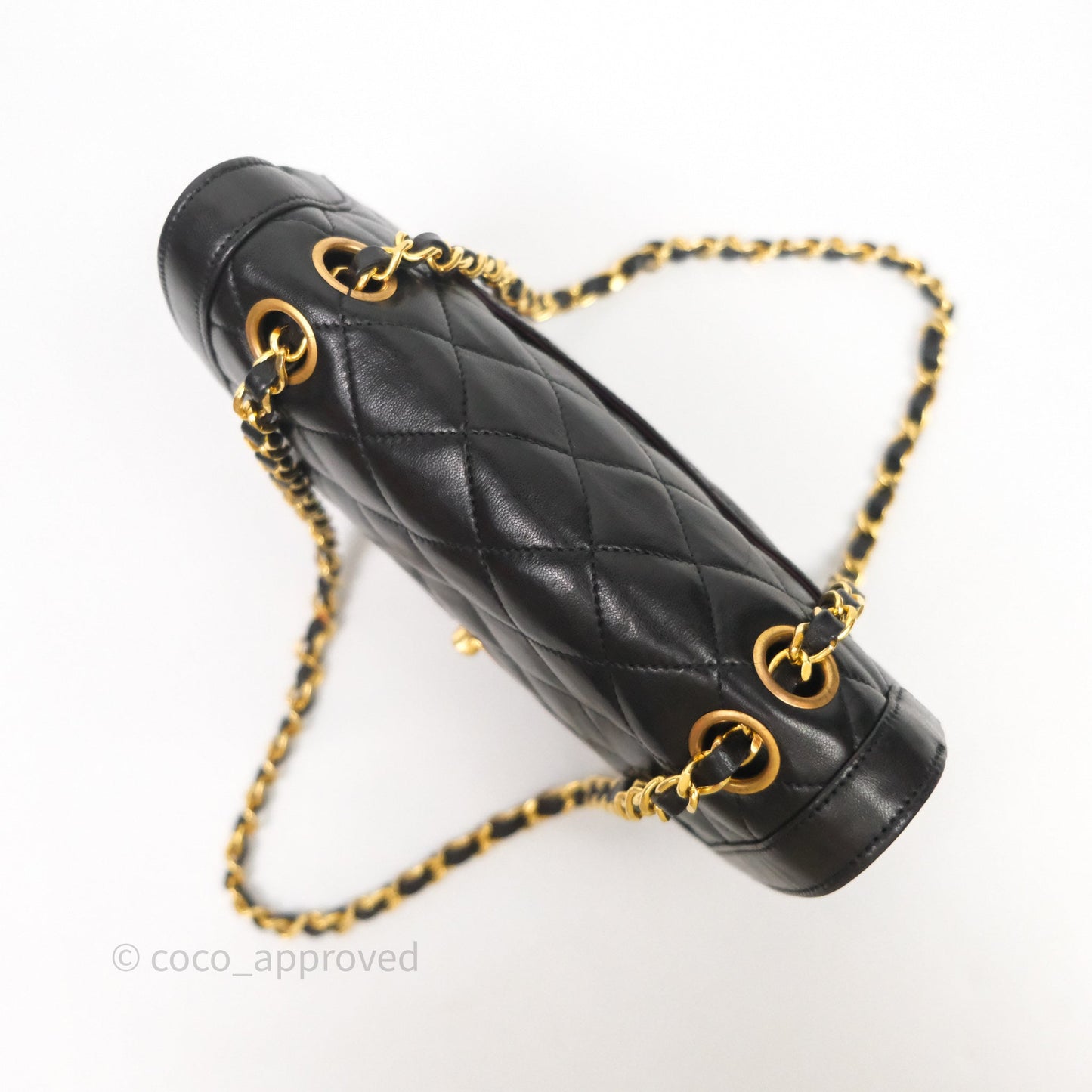 Chanel Quilted Vintage Flap Bag Lambskin Black 24K Gold Hardware