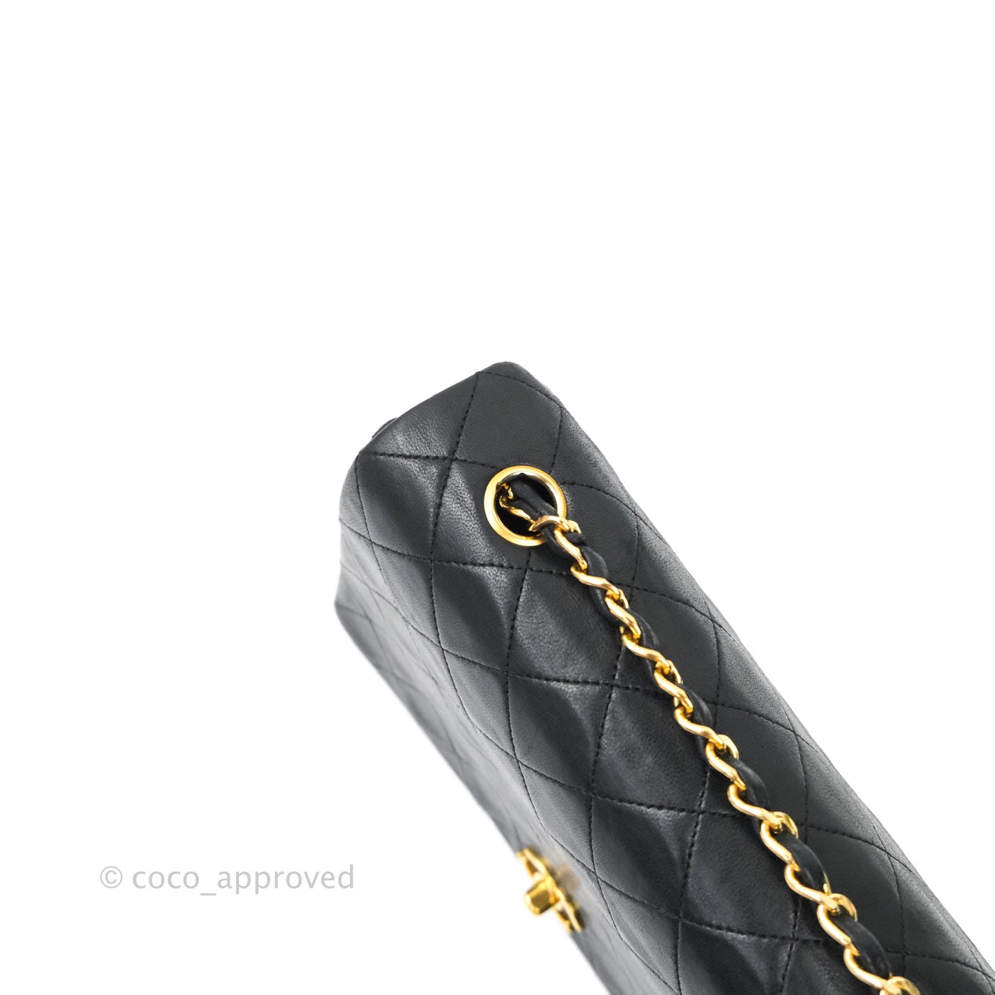 Chanel Vintage Small Single Full Flap Bag Black Lambskin 24K Gold Hardware