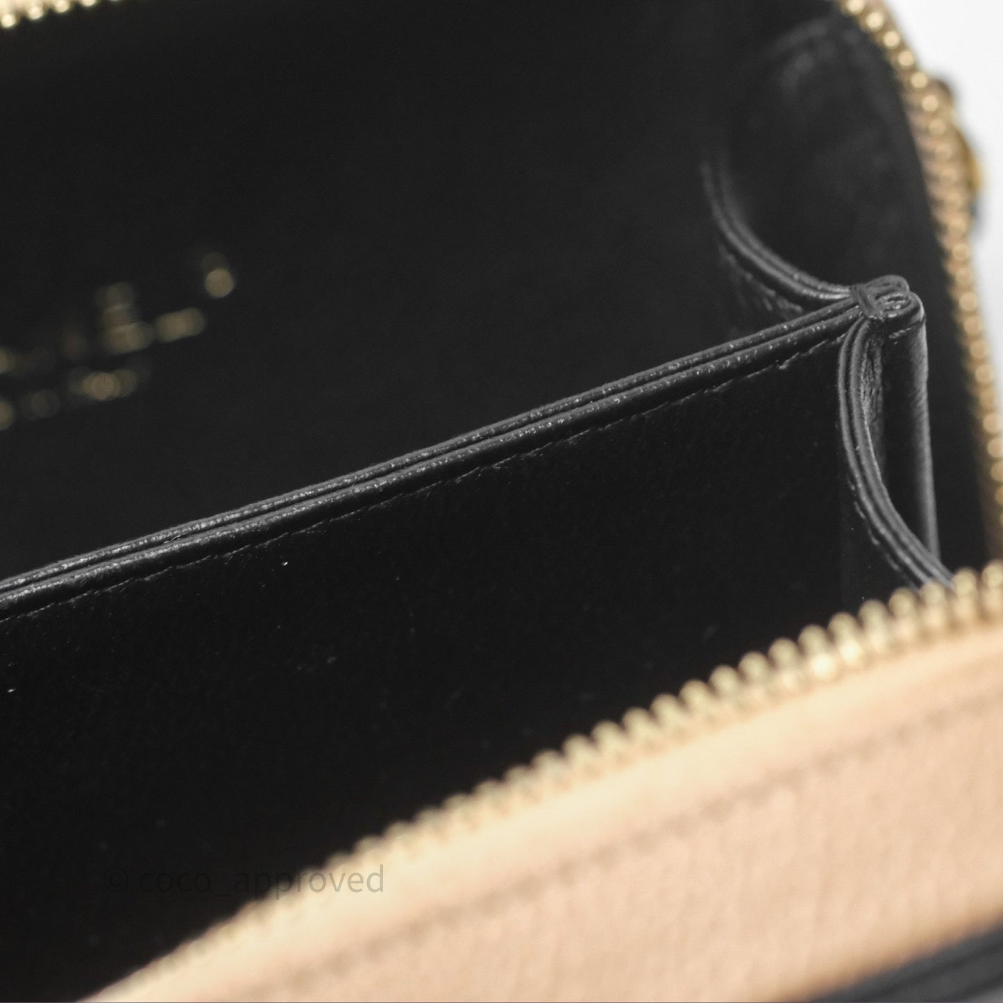 Chanel Quilted Small CC Filigree Vanity Case Beige Black Caviar Gold Hardware