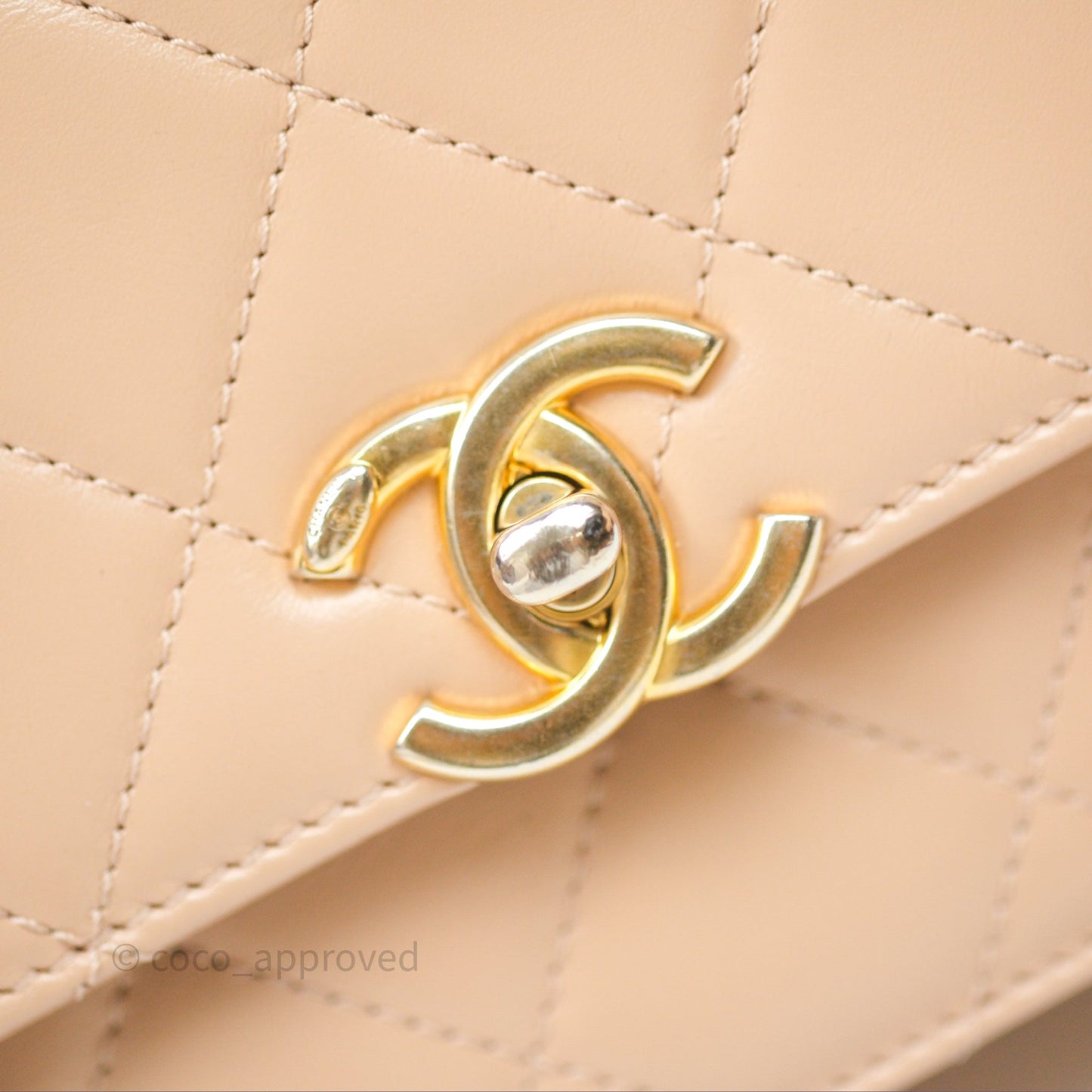 Chanel Quilted Mini Perfect Fit Adjustable Beige Calfskin Gold Hardware