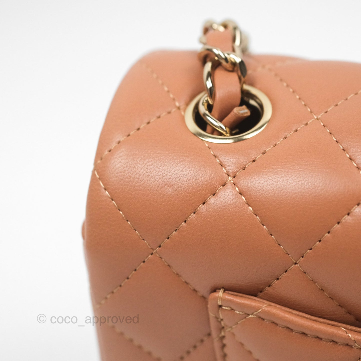 Chanel Quilted Mini Rectangular Flap Caramel Lambskin Gold Hardware
