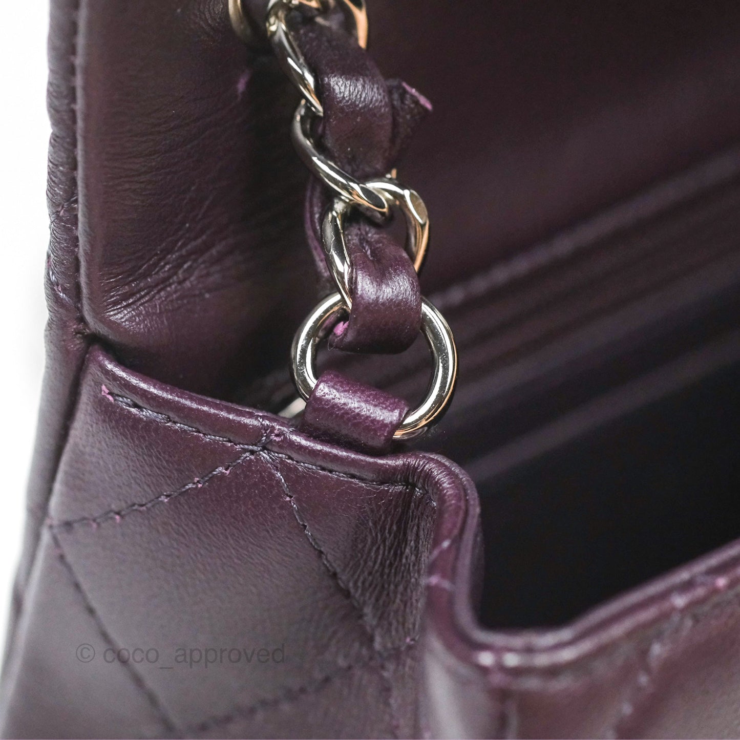 Chanel Mini Rectangular Quilted Dark Purple Lambskin Silver Hardware