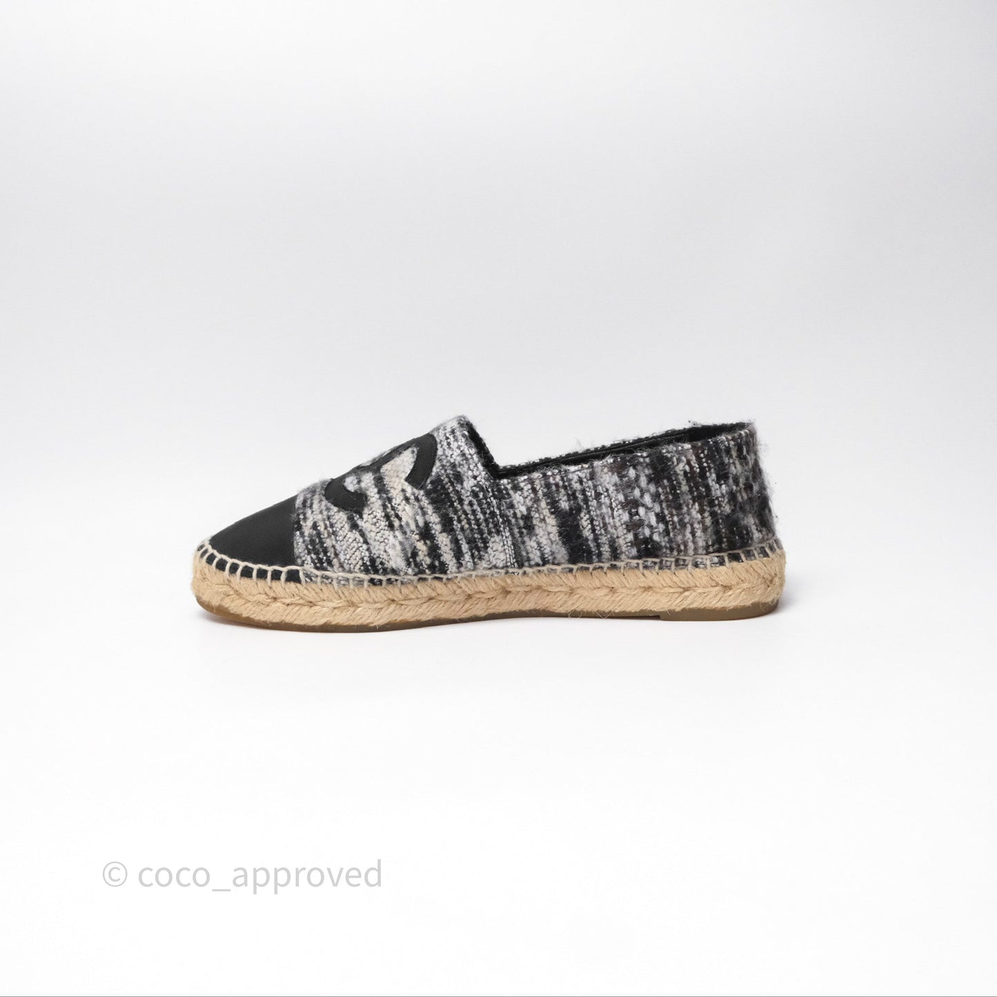 Chanel Espadrille Black Tweed Size 38