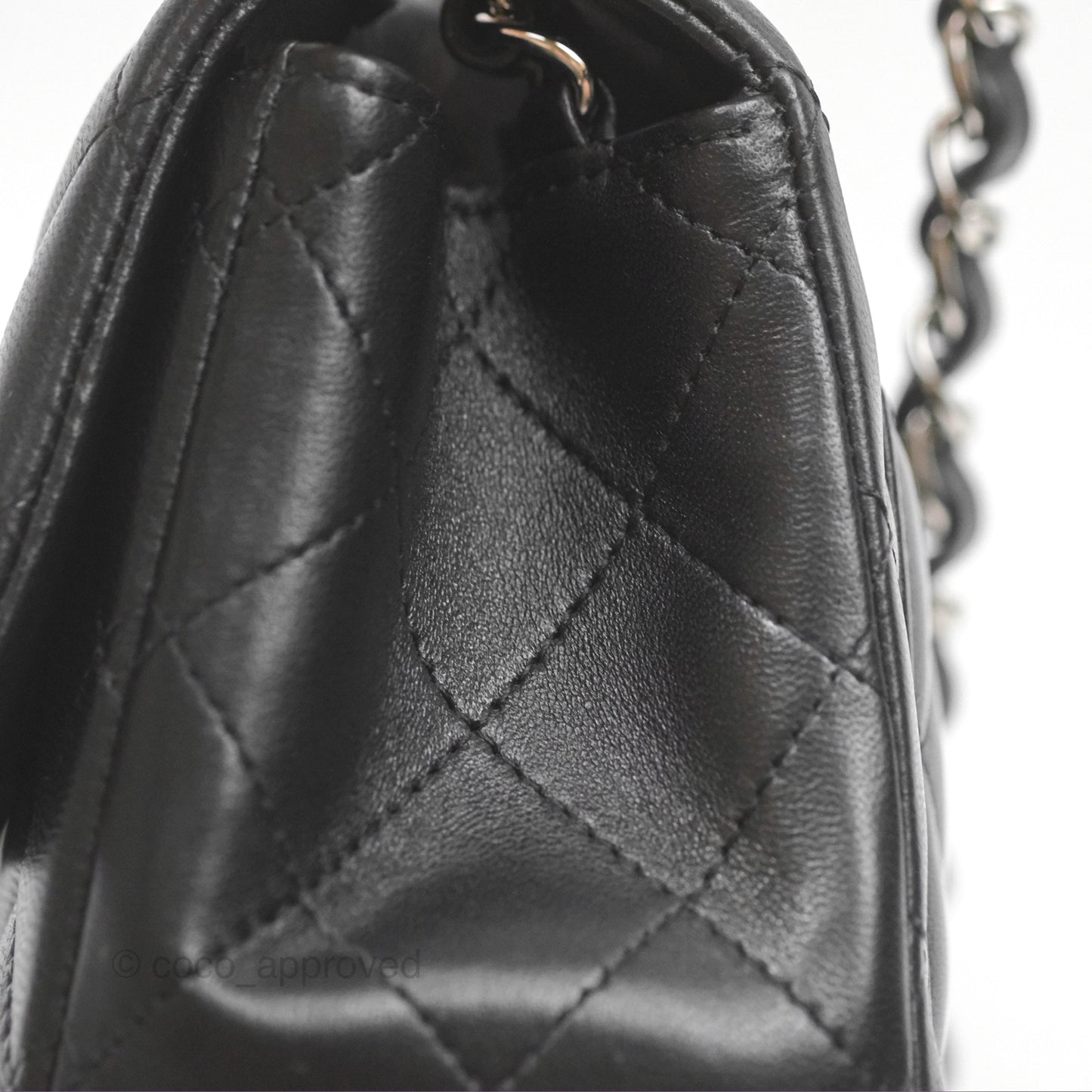 Chanel Mini Square Flap Quilted Black Lambskin Silver Hardware