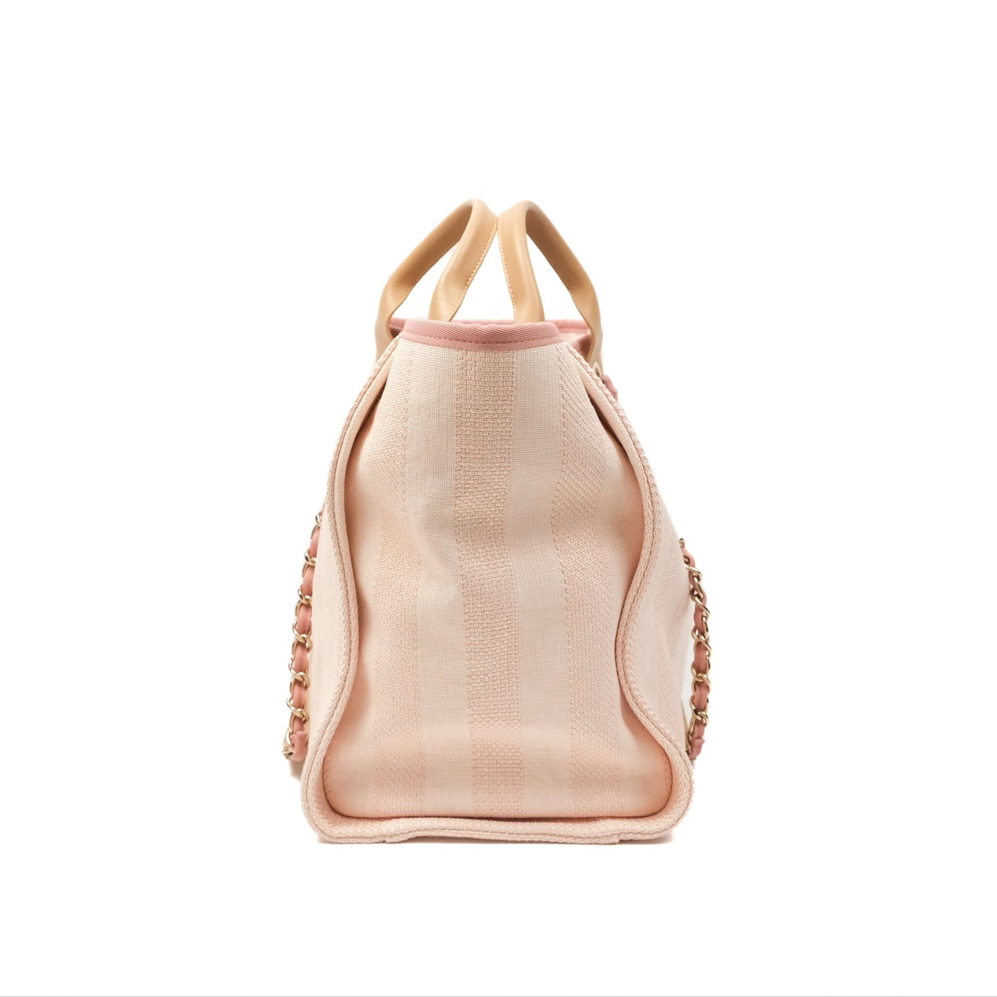 Chanel Canvas Large Deauville Tote Light Pink Stripe