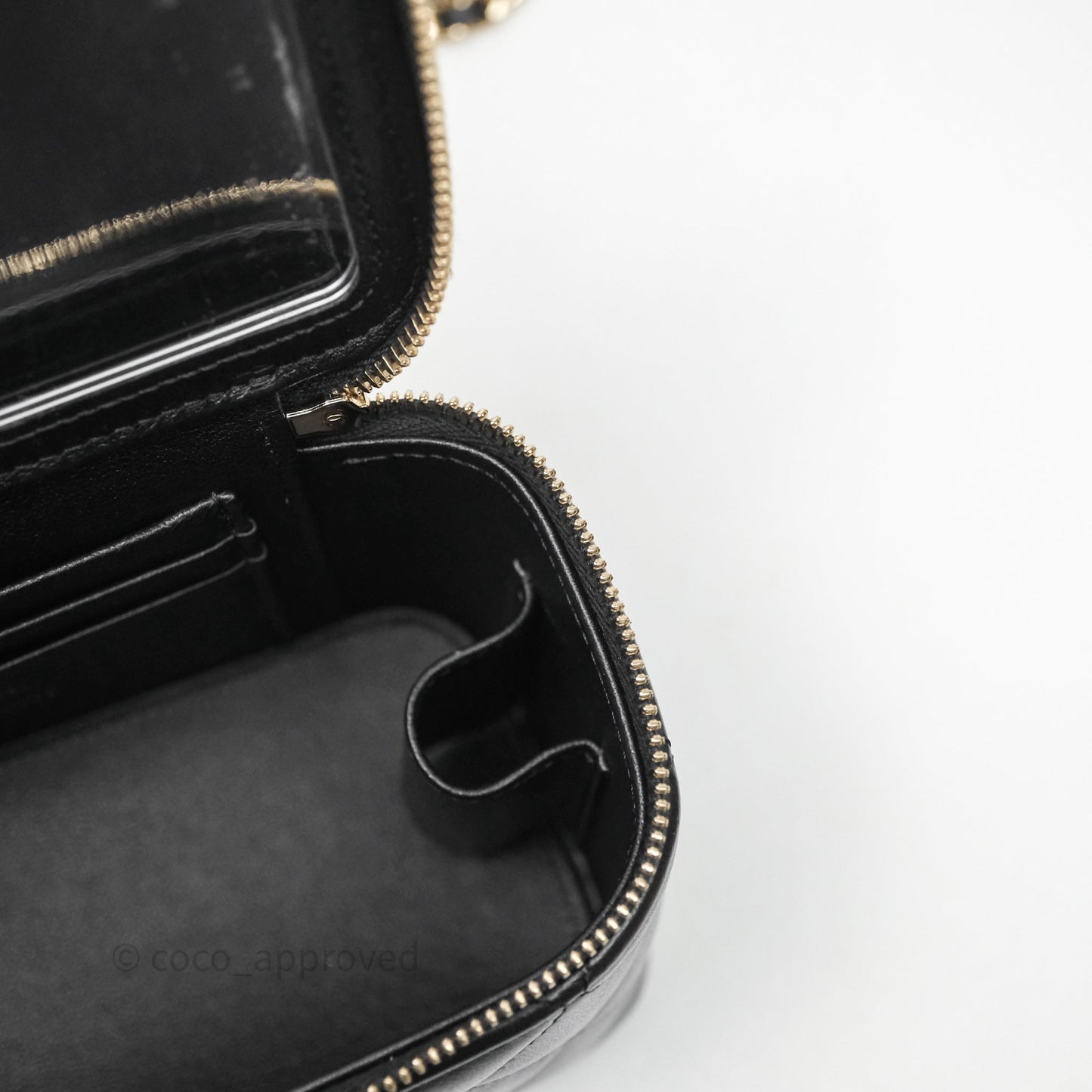 Chanel Vanity Rectangular Top Handle Black Lambskin Light Gold Hardware