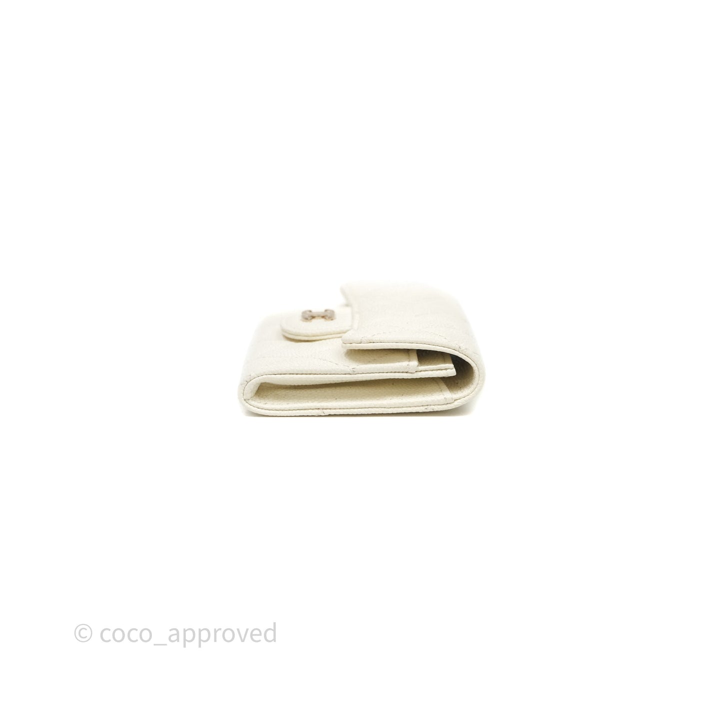 Chanel Quilted Classic Flap Card Holder White Caviar Gold Hardware
