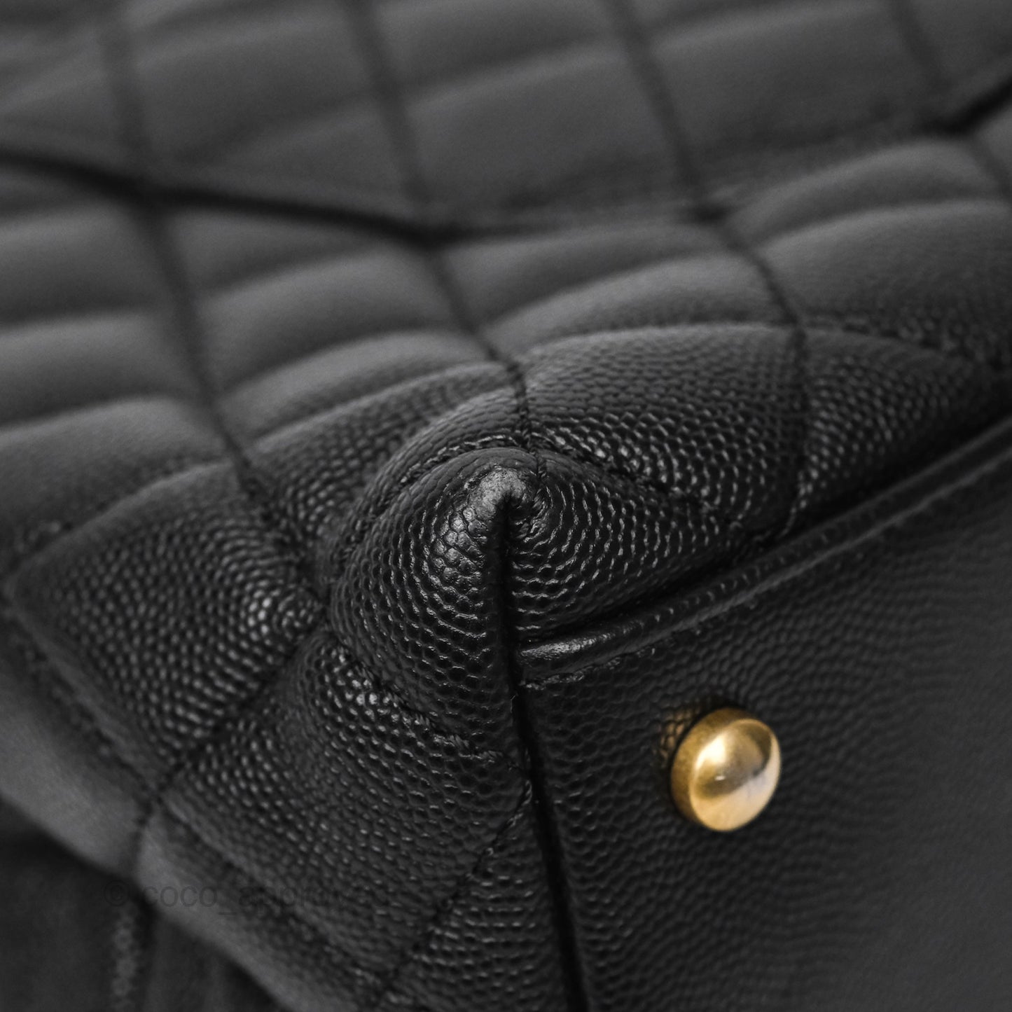 Chanel Medium Coco Handle Quilted Black Caviar Aged Gold Hardware