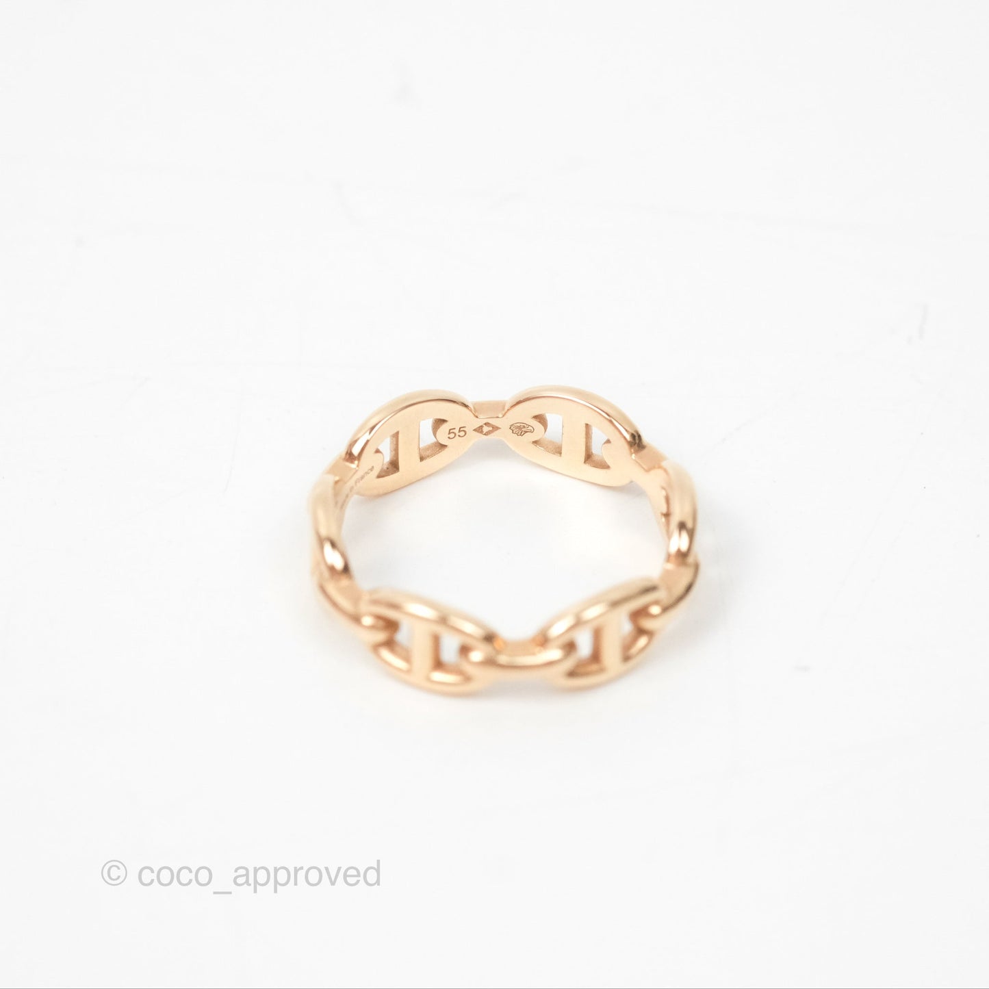 Hermès Chaine d'Ancre Enchainee Band Ring PM Rose Gold 55