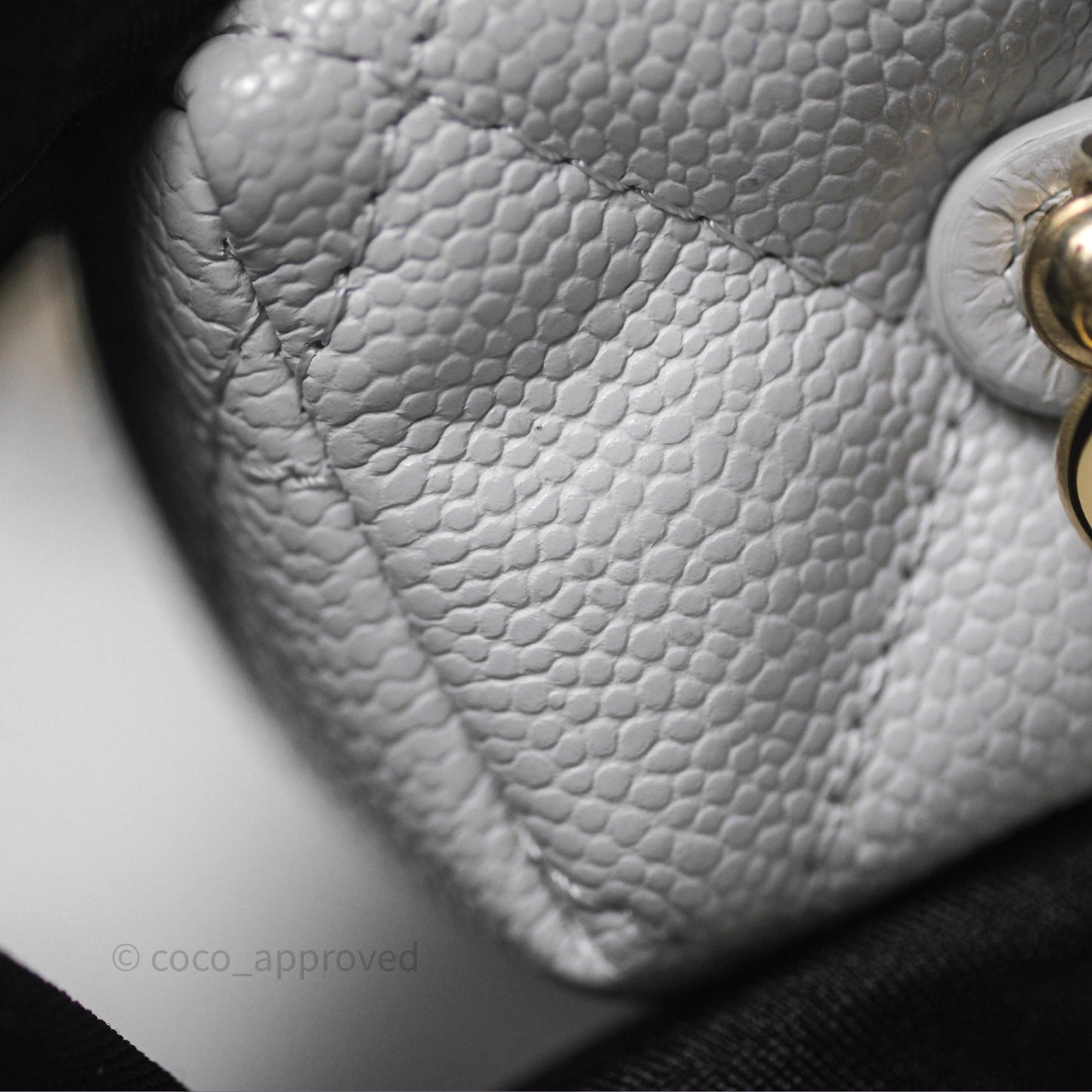 Chanel Top Handle Long Vanity with Chain Light Grey Caviar Gold Hardware