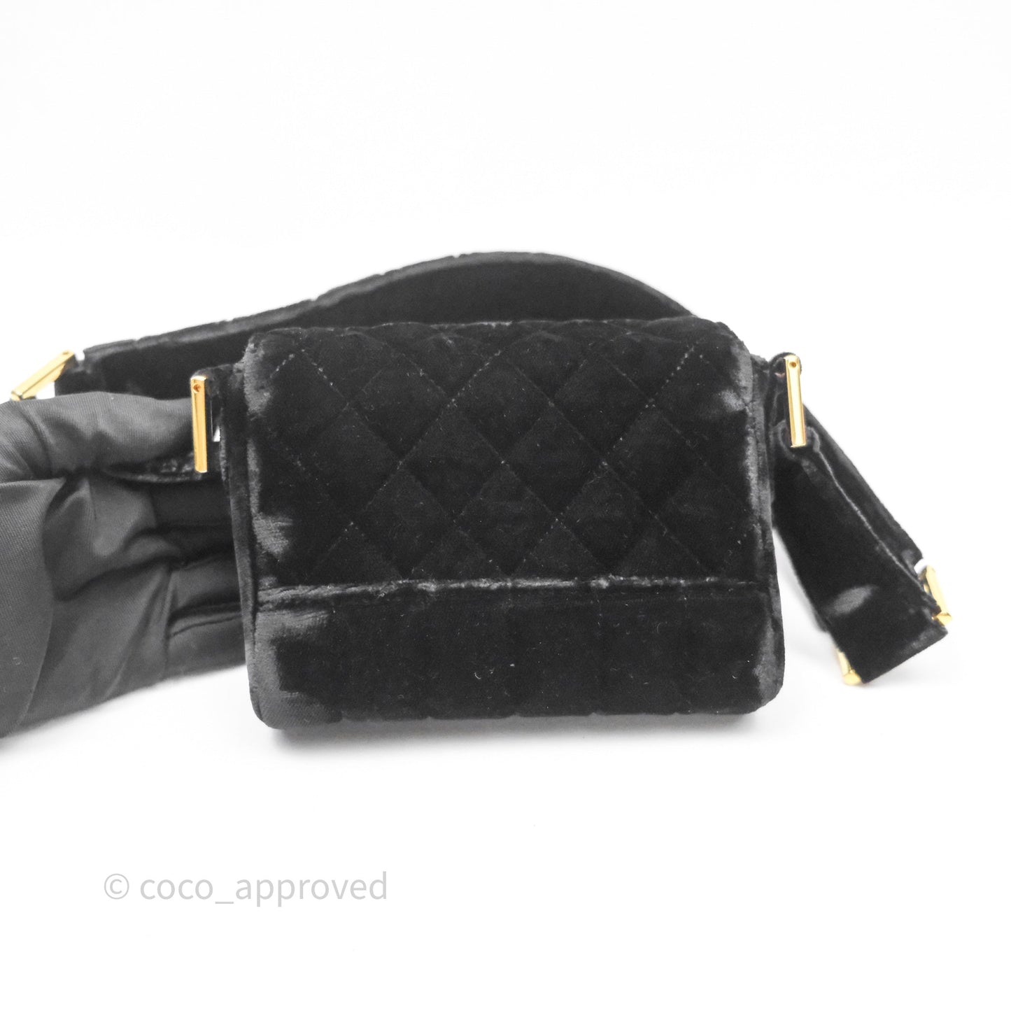 Chanel Vintage Mini Flap Bag Black Velvet Gold Hardware