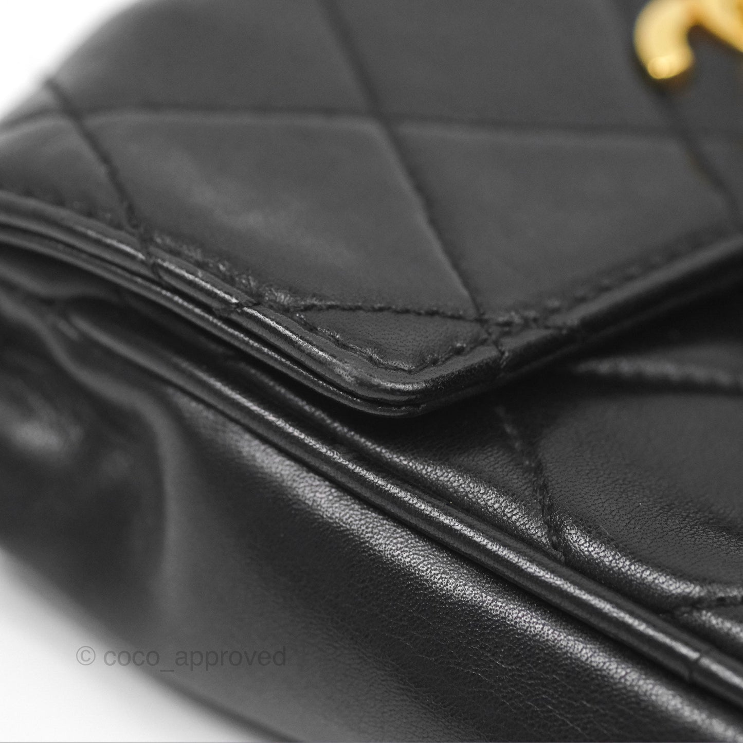Chanel Vintage Belt Bag Quilted Black Lambskin 24K Gold Hardware