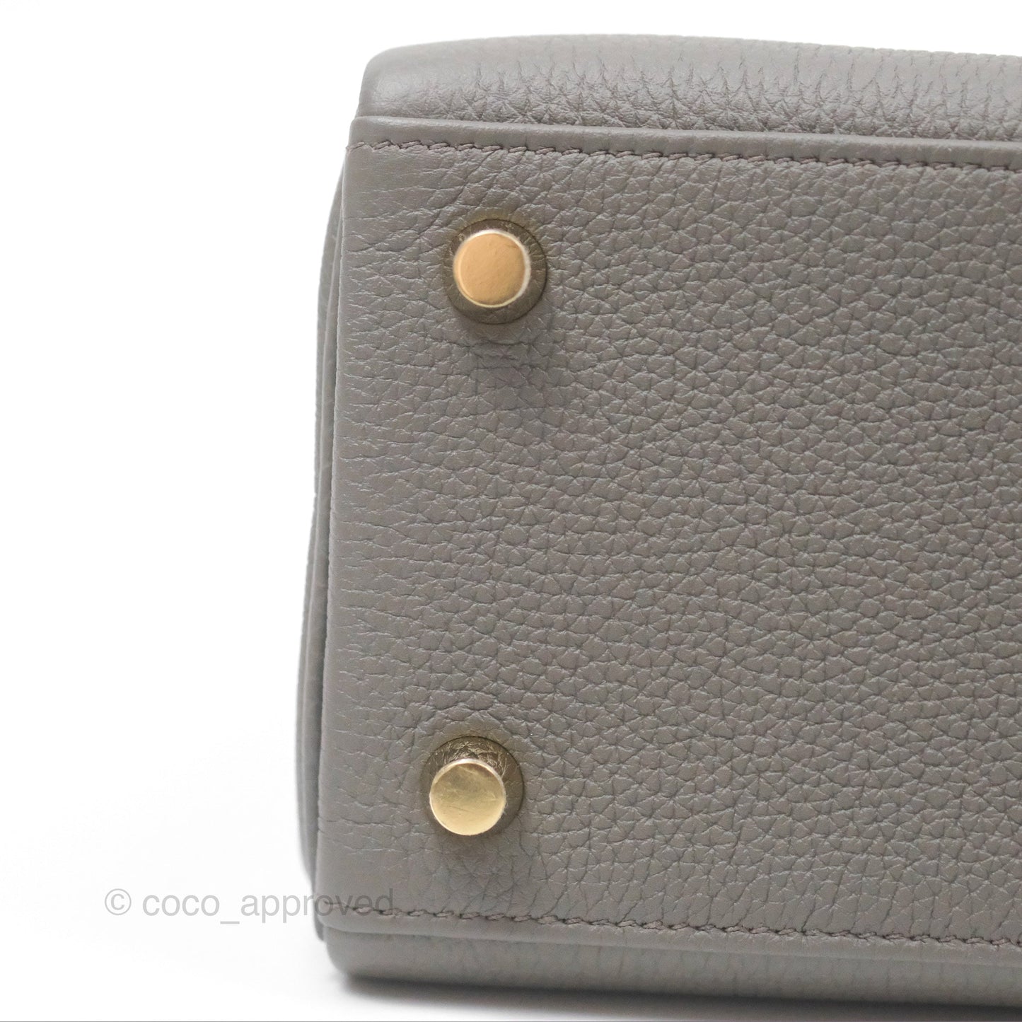 Hermès Kelly 25 Retourne Gris Etain 8F Togo Gold Hardware