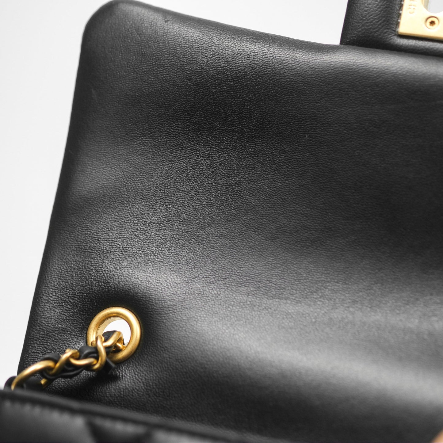 Chanel Mini Flap Bag With Heart CC Charm Black Lambskin Aged Gold Hardware