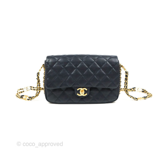 Chanel Quilted CC You Flap Navy Blue Caviar Gold Hardware 23C