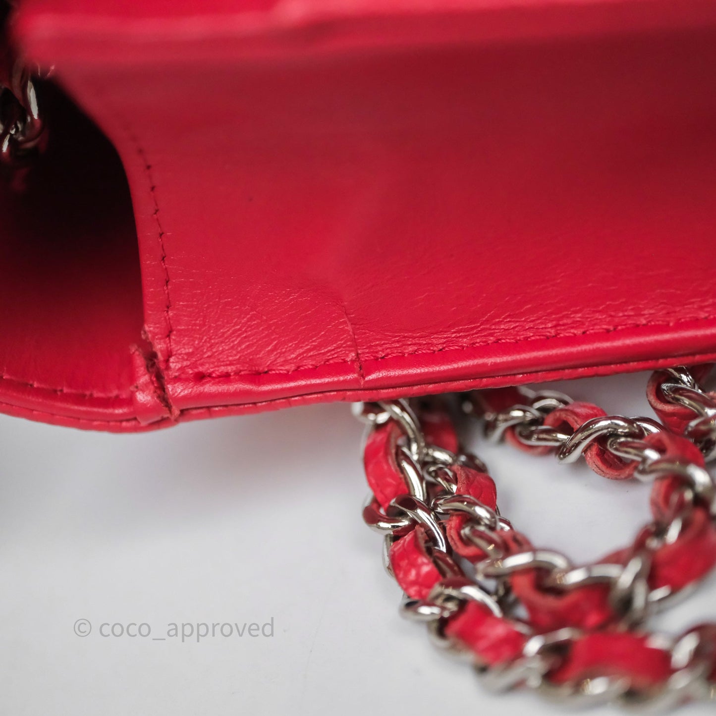 Chanel CC Wallet On Chain WOC Dark Pink Caviar Silver Hardware