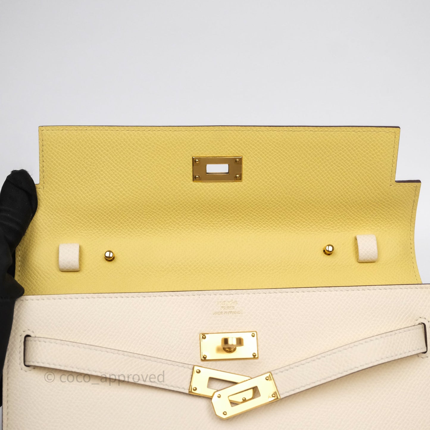 Hermès Kelly To Go Wallet Nata I2/ Jaune Poussin 1Z Epsom Gold Hardware