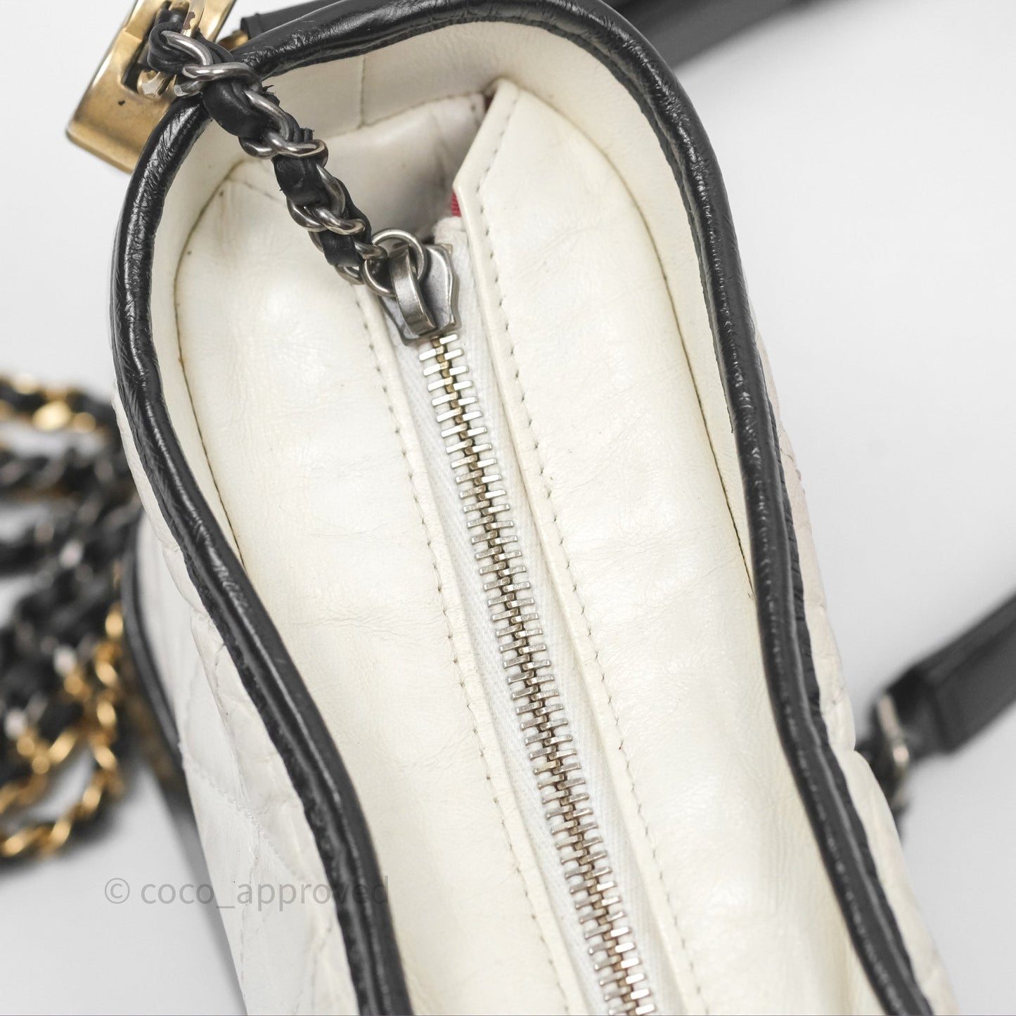 Chanel Small Gabrielle Hobo Quilted Black White Aged Calfskin