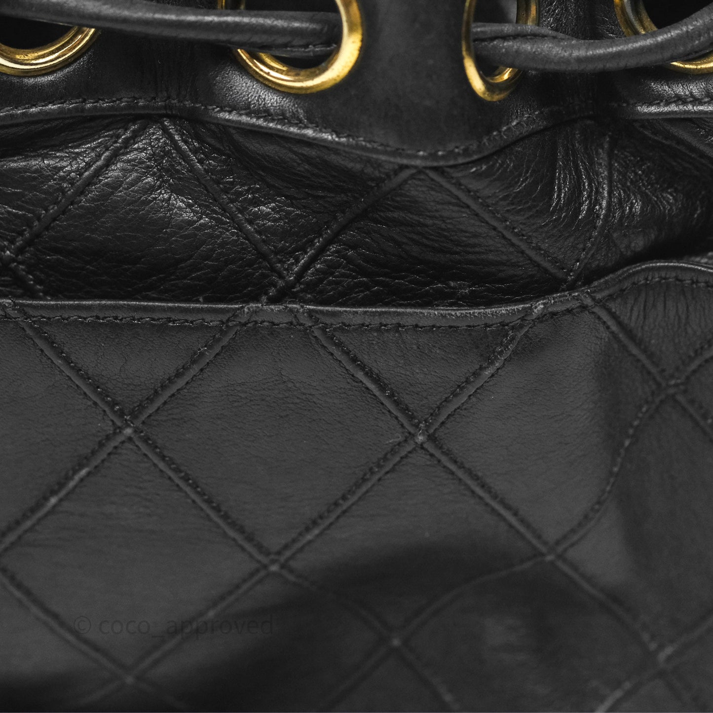 Chanel Vintage Mini CC Bucket Bag Black Lambskin Gold Hardware